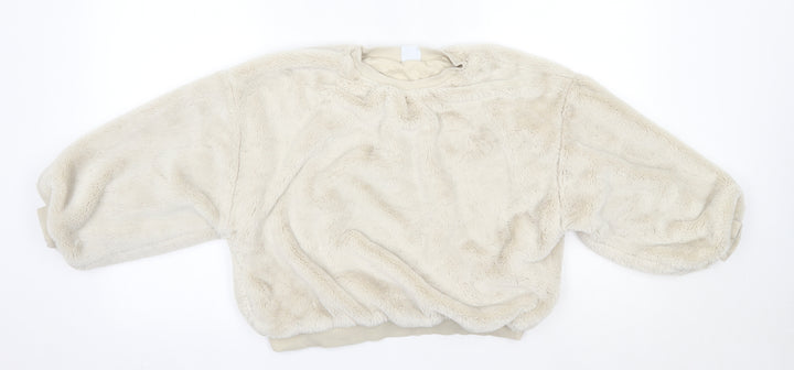 Zara Girls Ivory Round Neck Polyester Pullover Jumper Size 11-12 Years