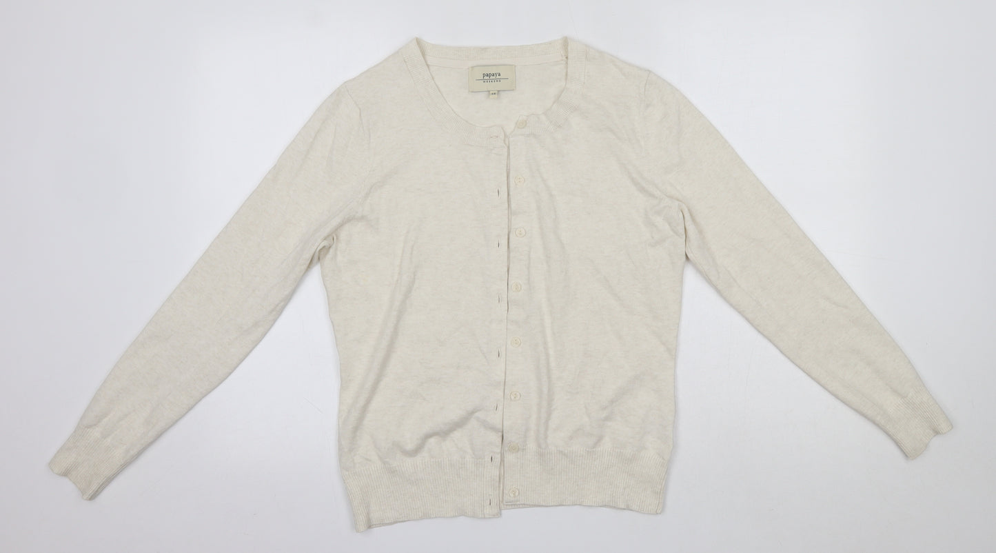 Matalan Womens Ivory Round Neck  Cotton Cardigan Jumper Size 14
