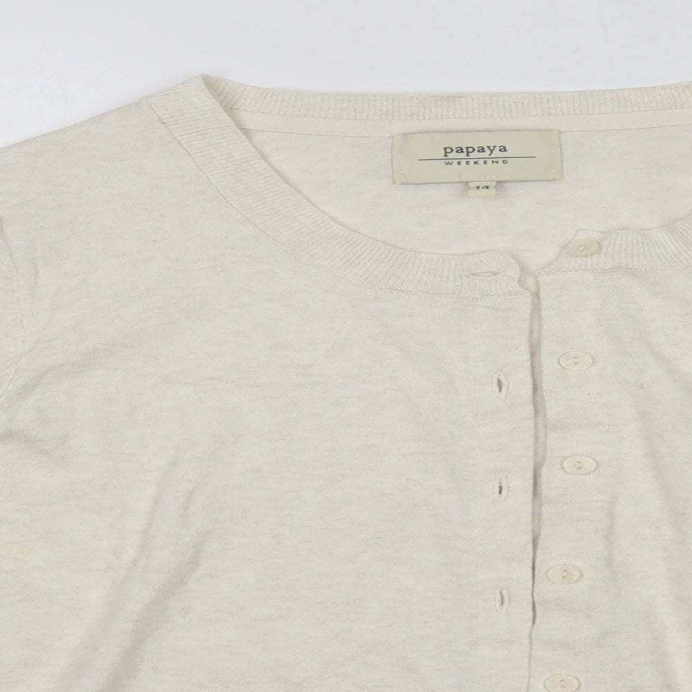 Matalan Womens Ivory Round Neck  Cotton Cardigan Jumper Size 14