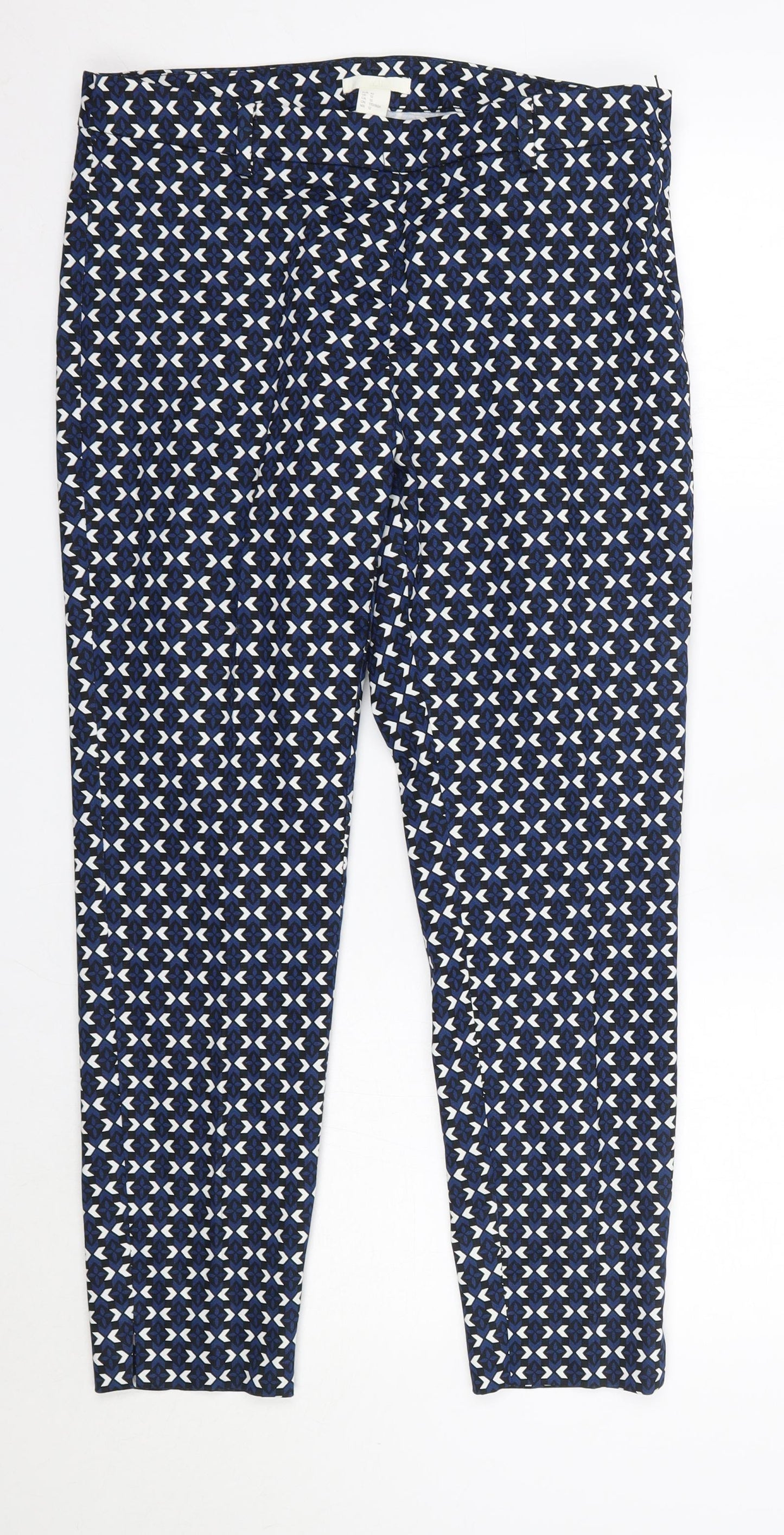 H&M Womens Blue  Cotton Dress Pants Trousers Size 14 L26 in Regular