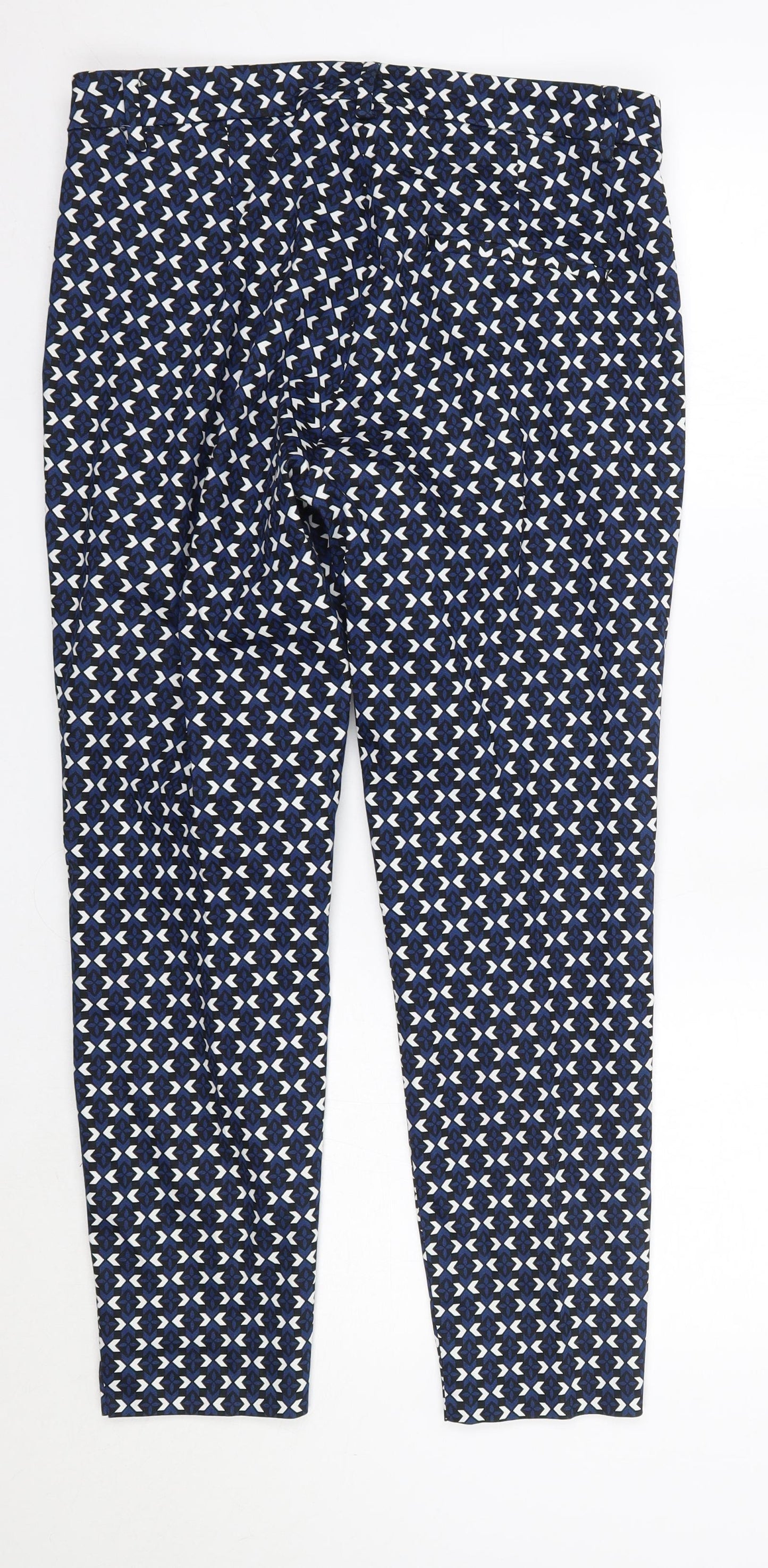 H&M Womens Blue  Cotton Dress Pants Trousers Size 14 L26 in Regular