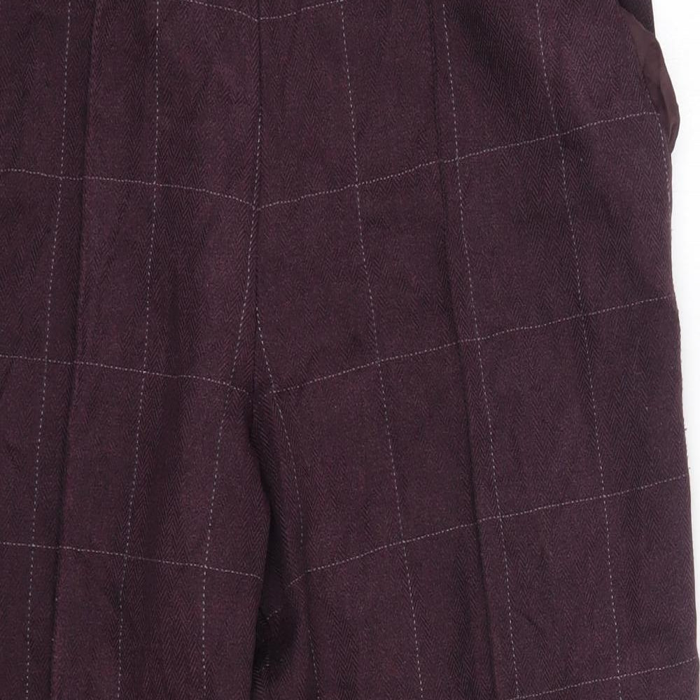 M&S Womens Purple Check Polyester Trousers  Size 16 L22 in Regular  - Short