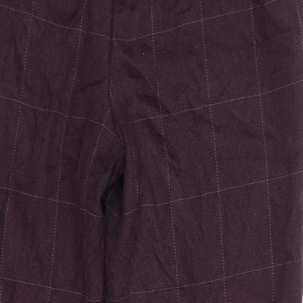 M&S Womens Purple Check Polyester Trousers  Size 16 L22 in Regular  - Short