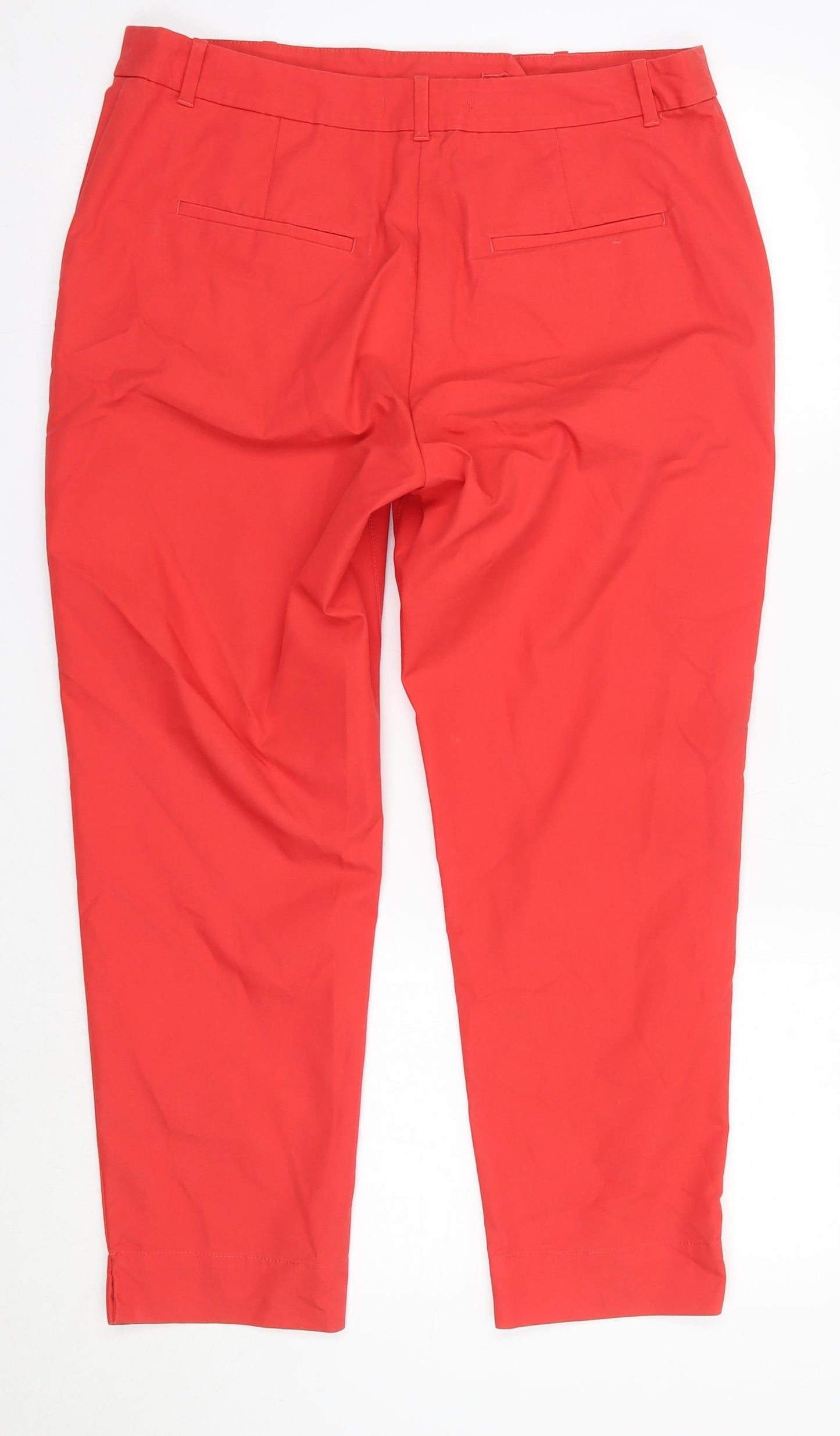 M&S Womens Red  Cotton Cropped Trousers Size 12 L25 in Regular  - Short
