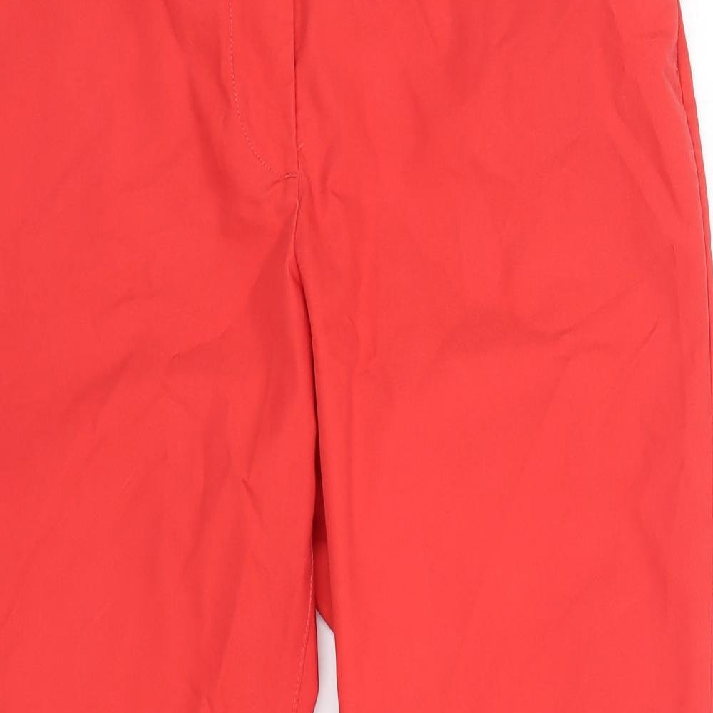 M&S Womens Red  Cotton Cropped Trousers Size 12 L25 in Regular  - Short
