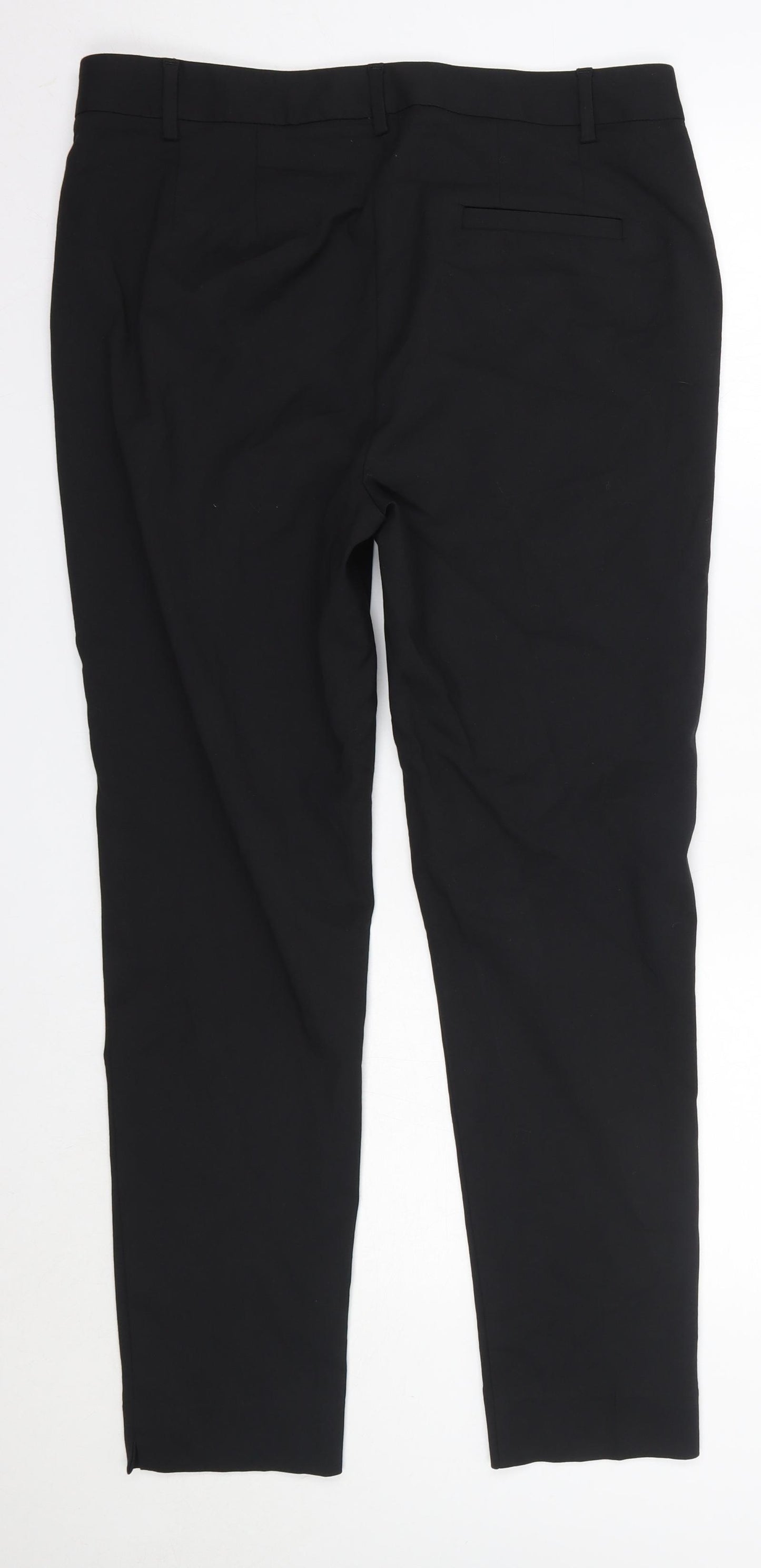 M&S Womens Black  Cotton Dress Pants Trousers Size 14 L29 in Slim  - Long