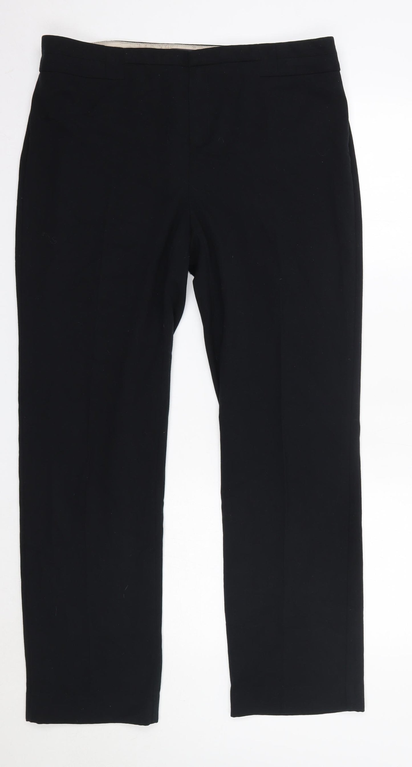 M&S Womens Black  Polyester Dress Pants Trousers Size 14 L30 in Regular  - Long