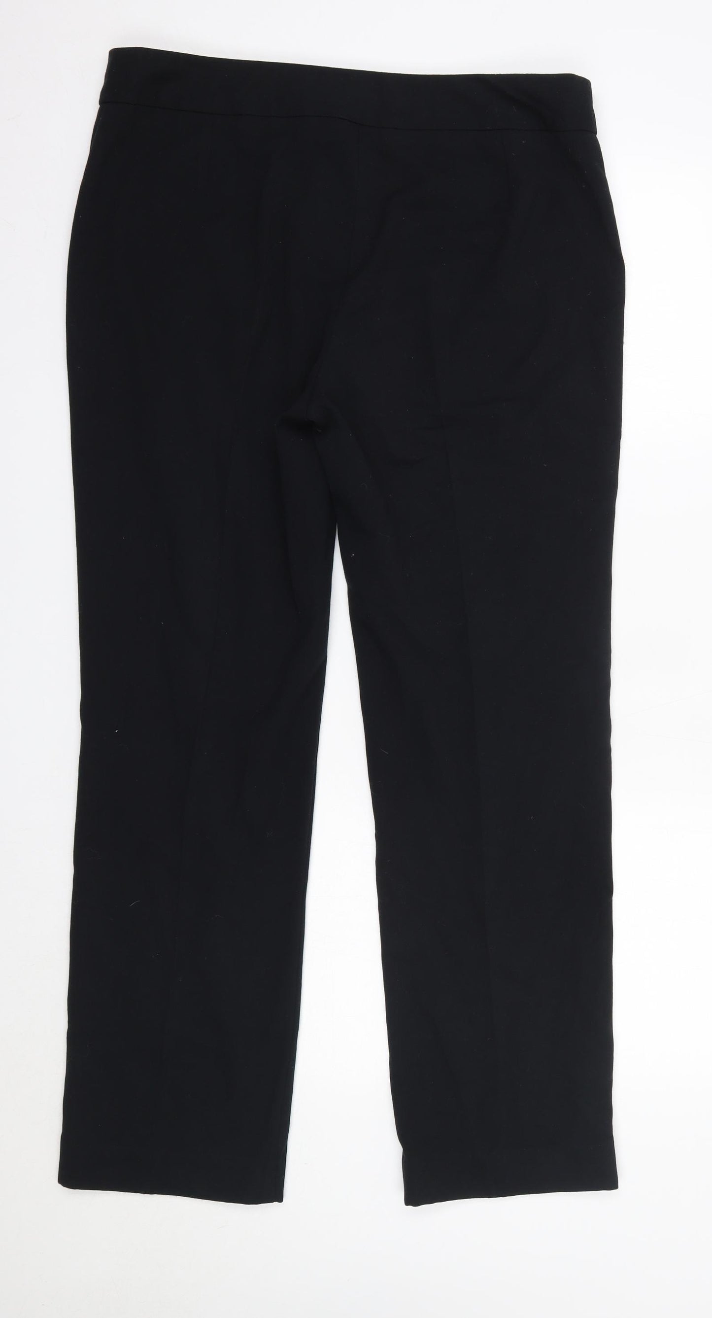 M&S Womens Black  Polyester Dress Pants Trousers Size 14 L30 in Regular  - Long
