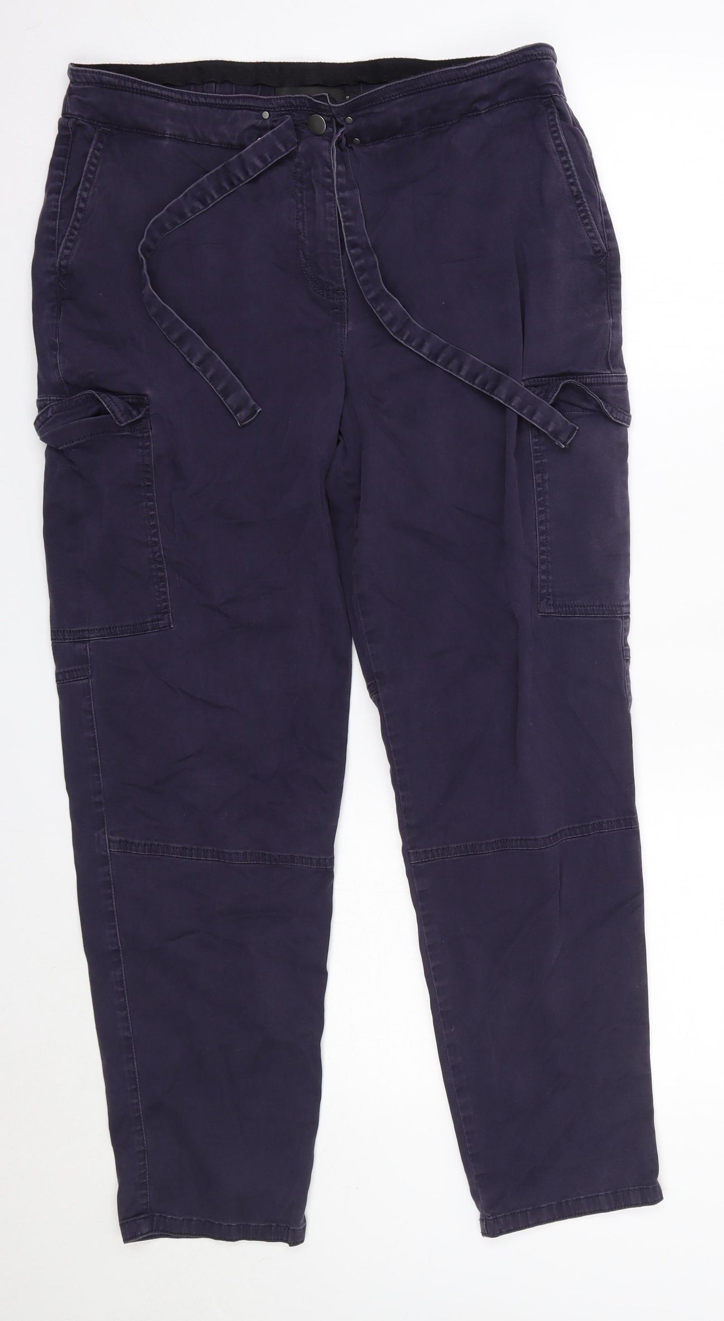 NEXT Womens Blue  Cotton Cargo Trousers Size 14 L29 in Regular