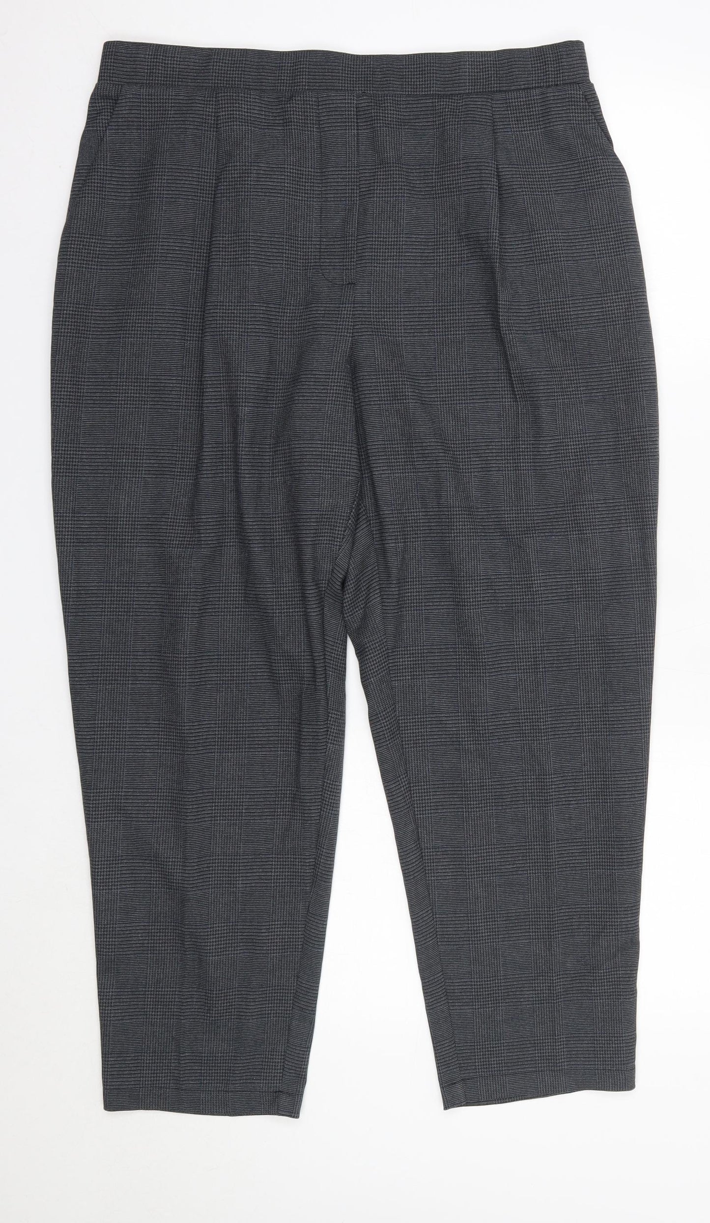 New Look Womens Grey Check Polyester Trousers  Size 16 L26 in Regular