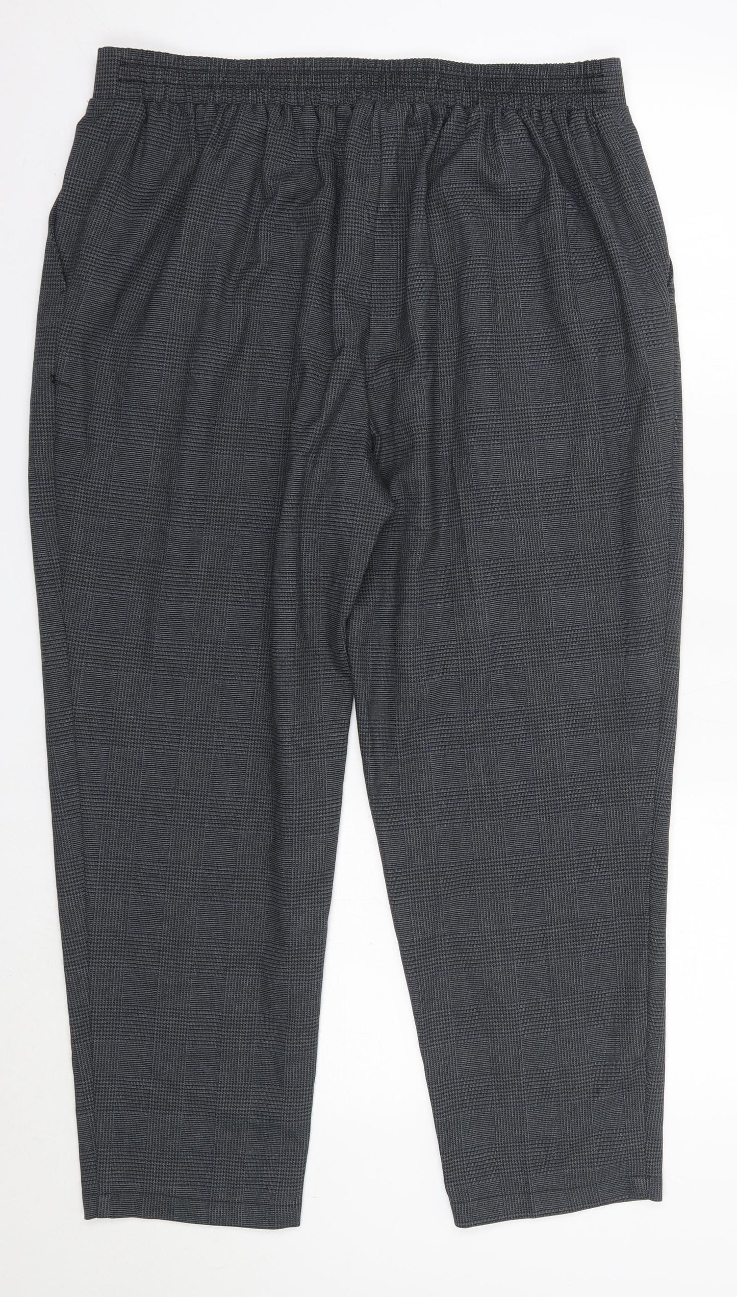 New Look Womens Grey Check Polyester Trousers  Size 16 L26 in Regular