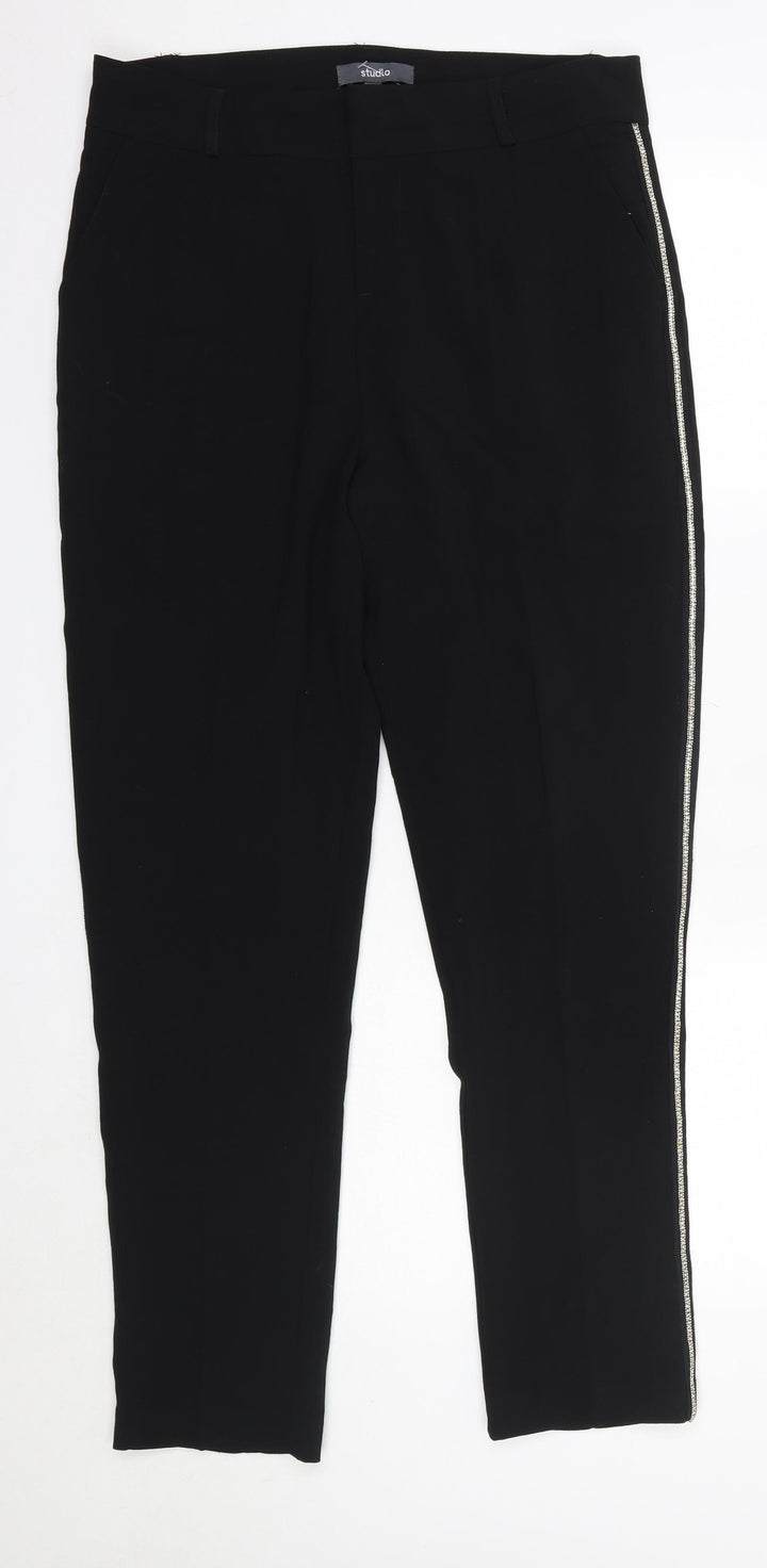Studio Womens Black Polyester Dress Pants Trousers Size 12 L29 in Regular