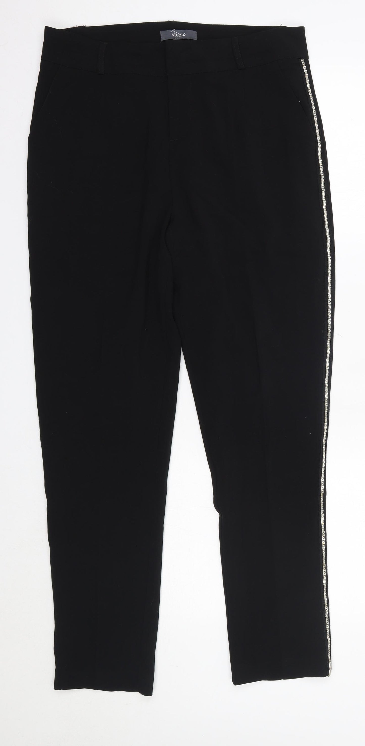 Studio Womens Black  Polyester Dress Pants Trousers Size 12 L29 in Regular