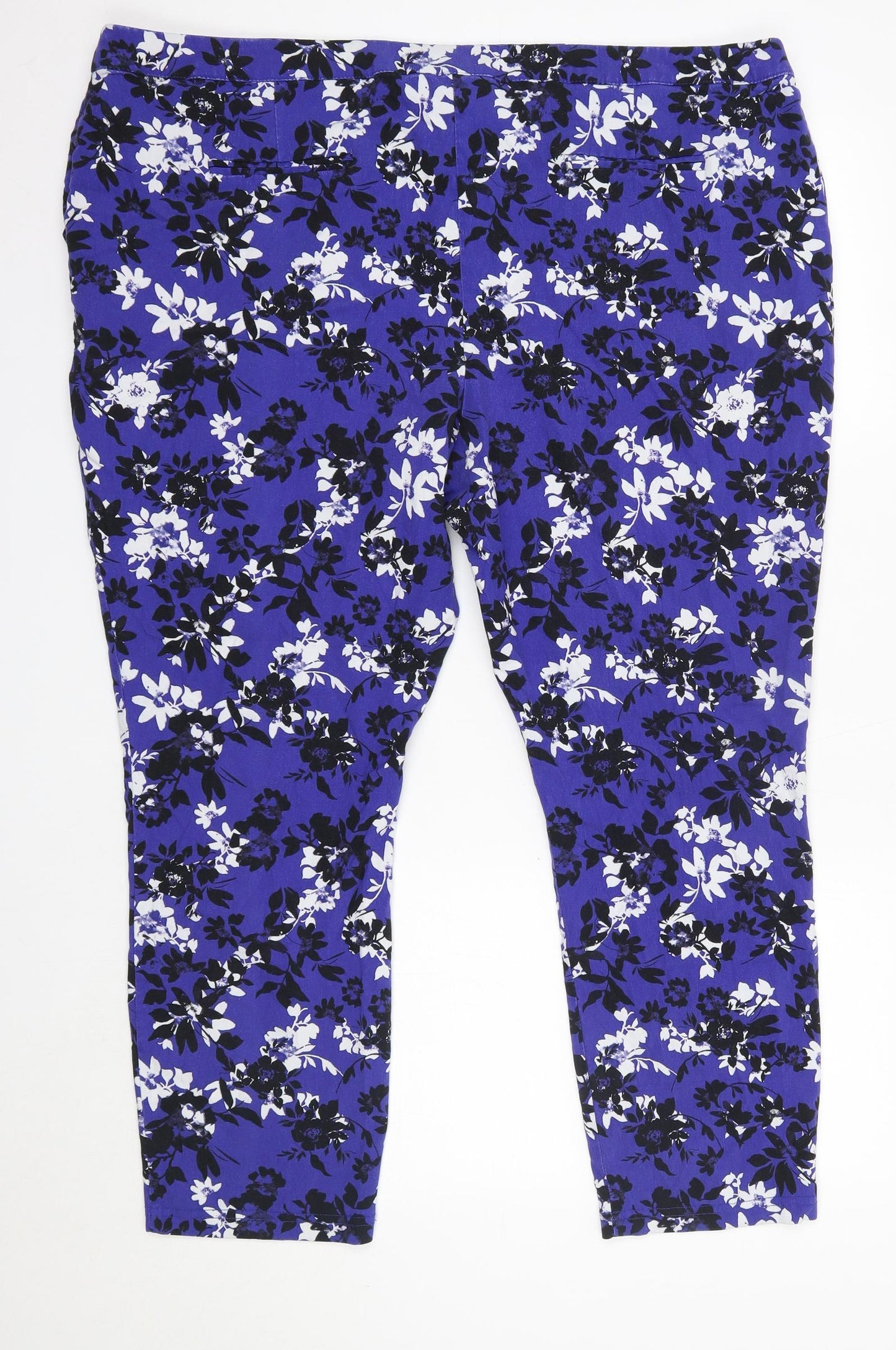 George Womens Blue Floral Viscose Trousers  Size 24 L26 in Regular