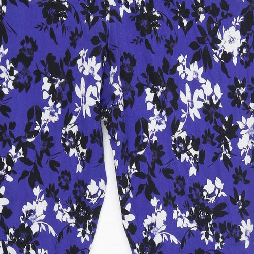 George Womens Blue Floral Viscose Trousers  Size 24 L26 in Regular