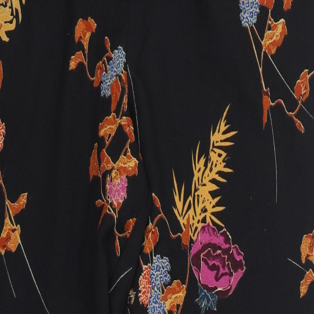 George Womens Black Floral Polyester Trousers  Size 12 L30 in Regular