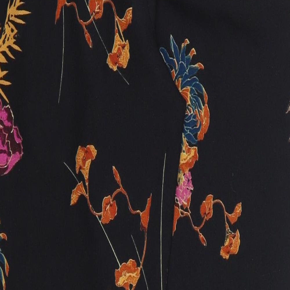 George Womens Black Floral Polyester Trousers  Size 12 L30 in Regular