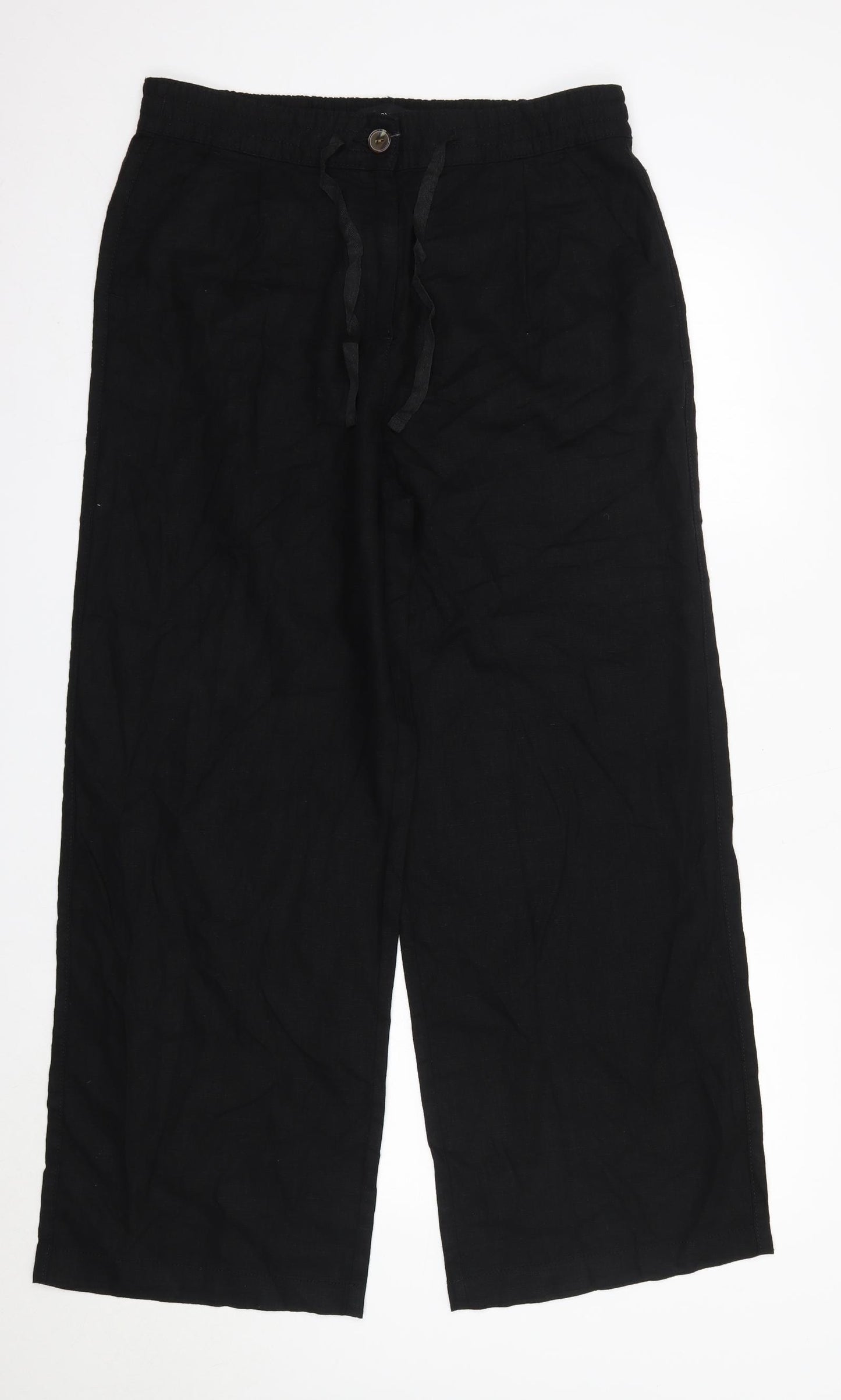 NEXT Womens Black  Linen Trousers  Size 14 L29 in Regular