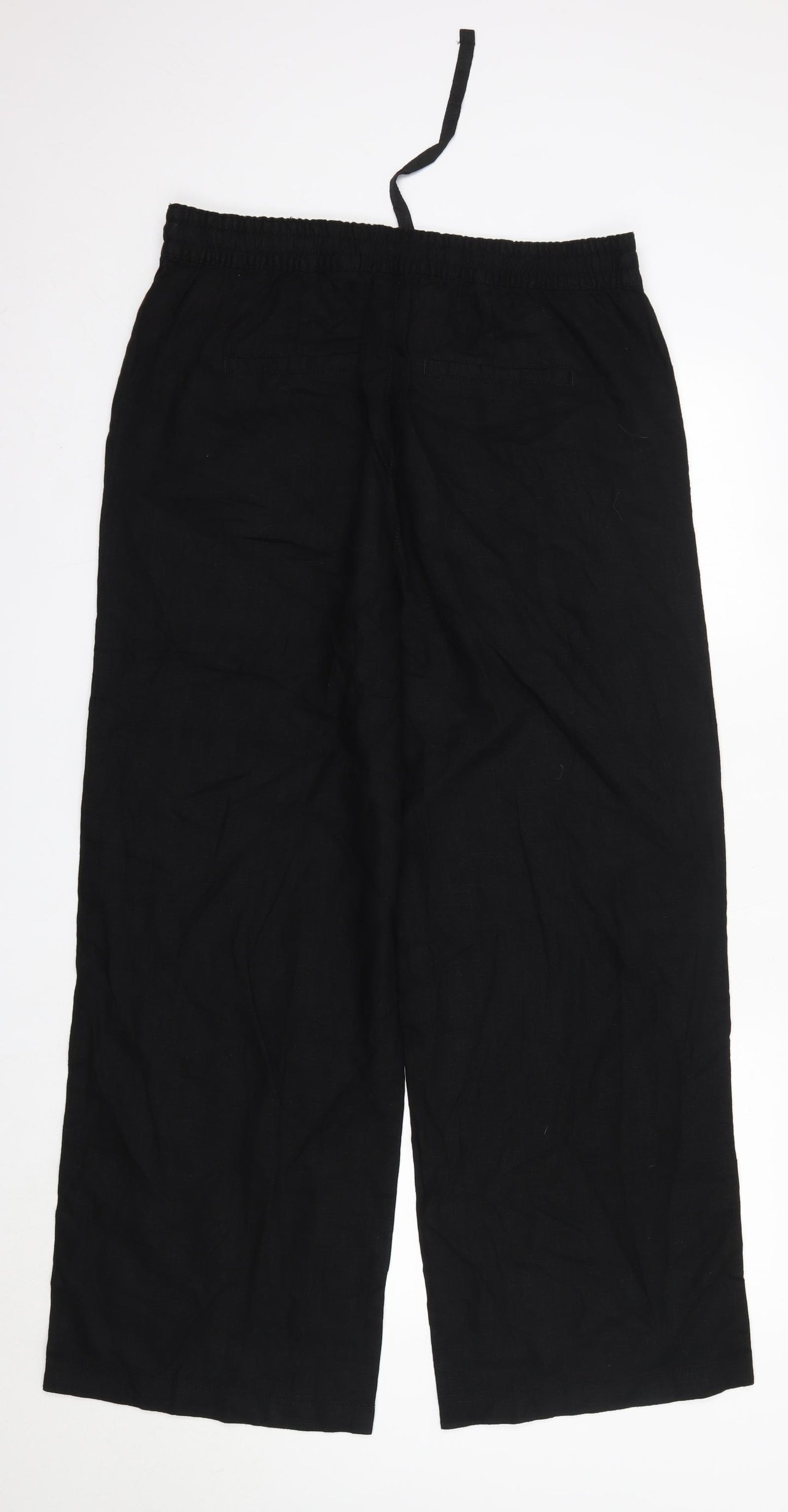 NEXT Womens Black  Linen Trousers  Size 14 L29 in Regular