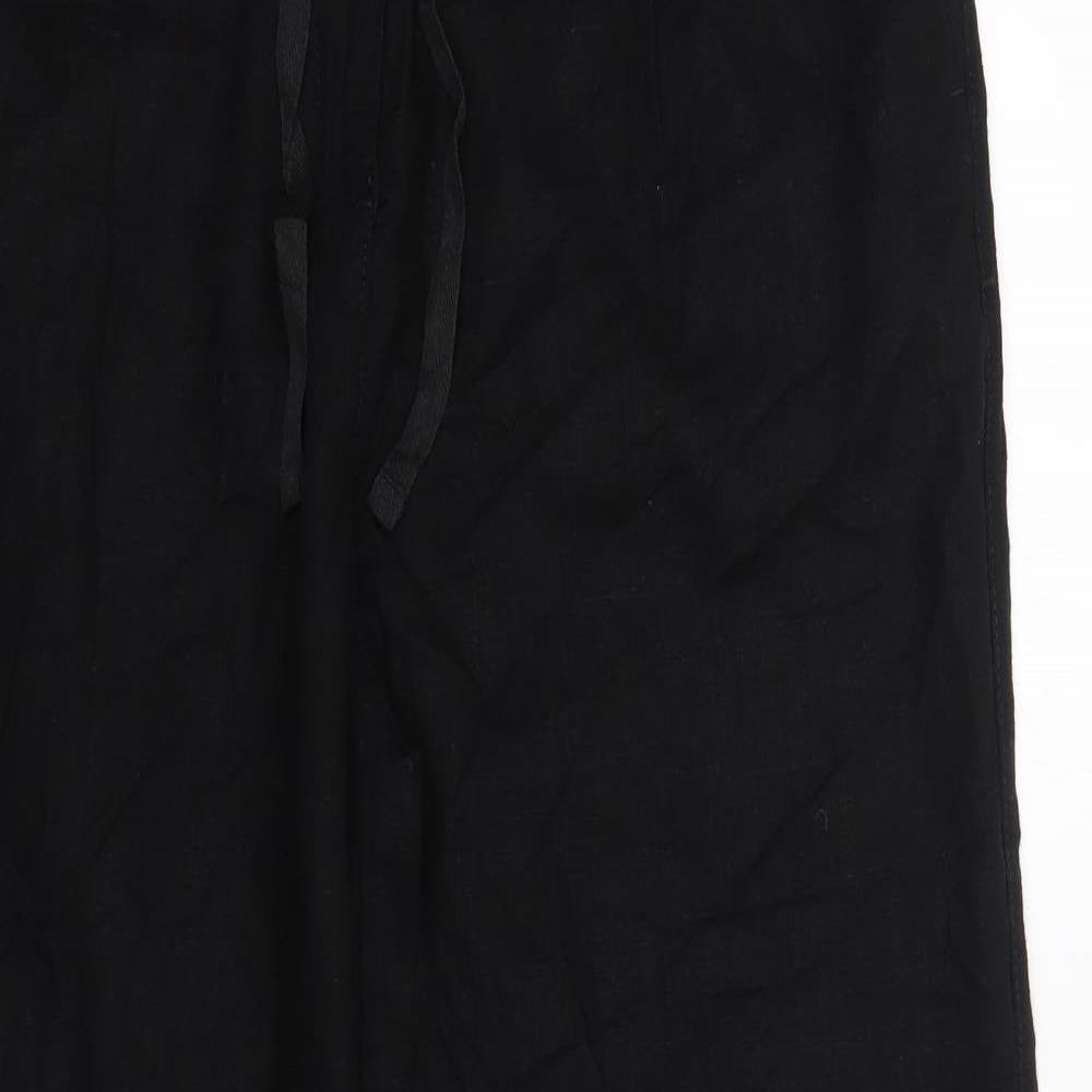NEXT Womens Black  Linen Trousers  Size 14 L29 in Regular