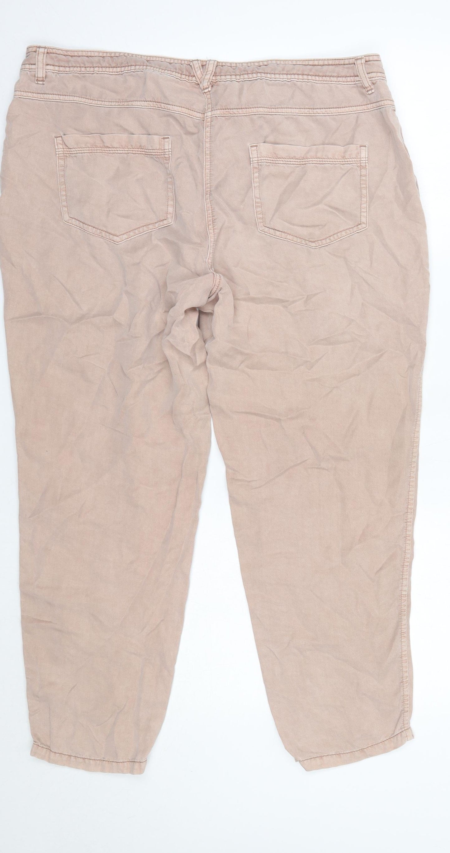 M&S Womens Pink  Lyocell Cargo Trousers Size 16 L25 in Regular  - Short