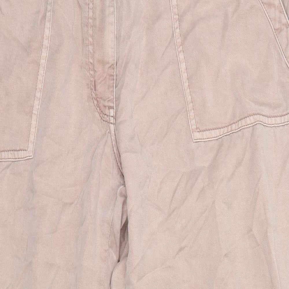 M&S Womens Pink  Lyocell Cargo Trousers Size 16 L25 in Regular  - Short