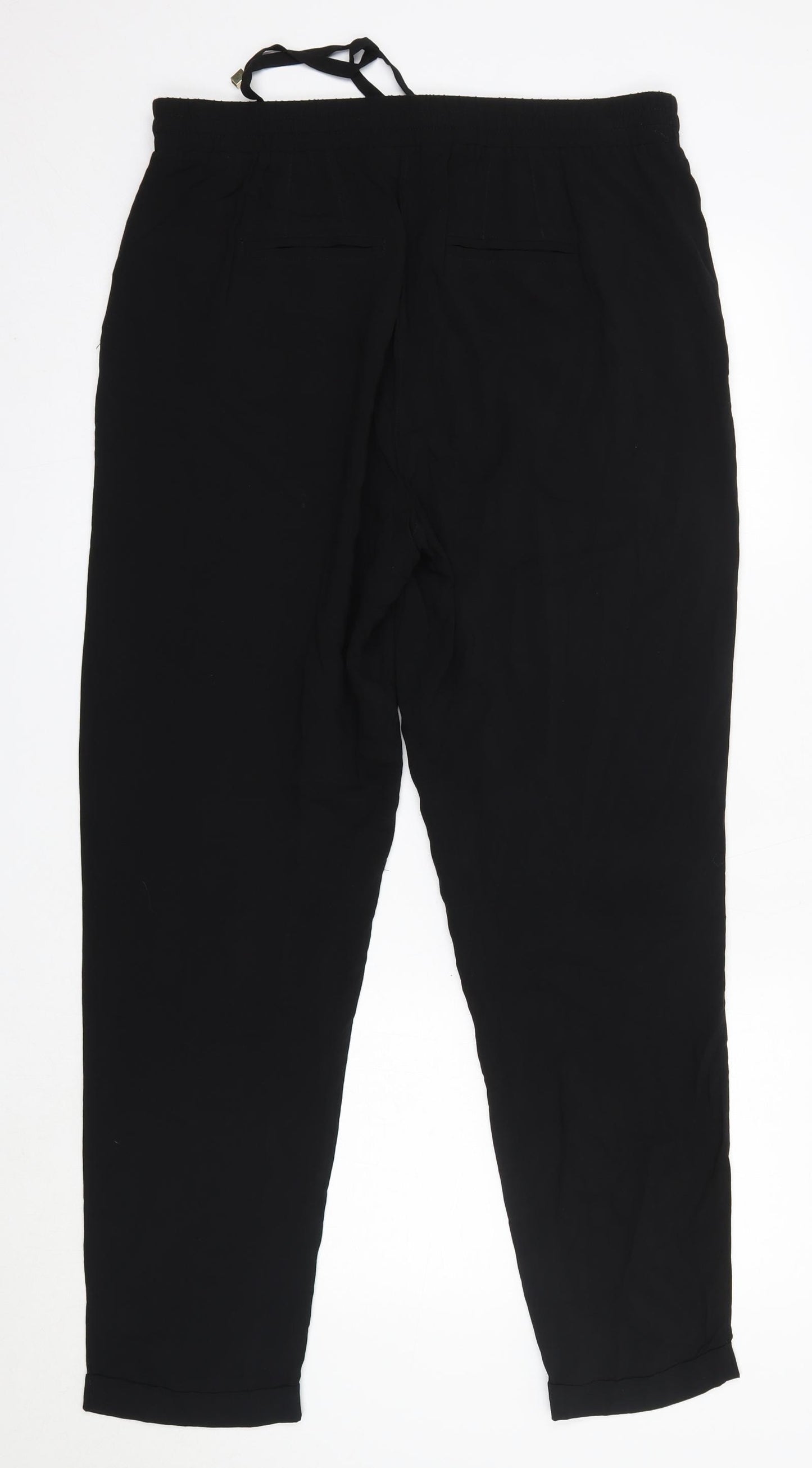 BHS Womens Black  Viscose Trousers  Size 14 L29 in Regular