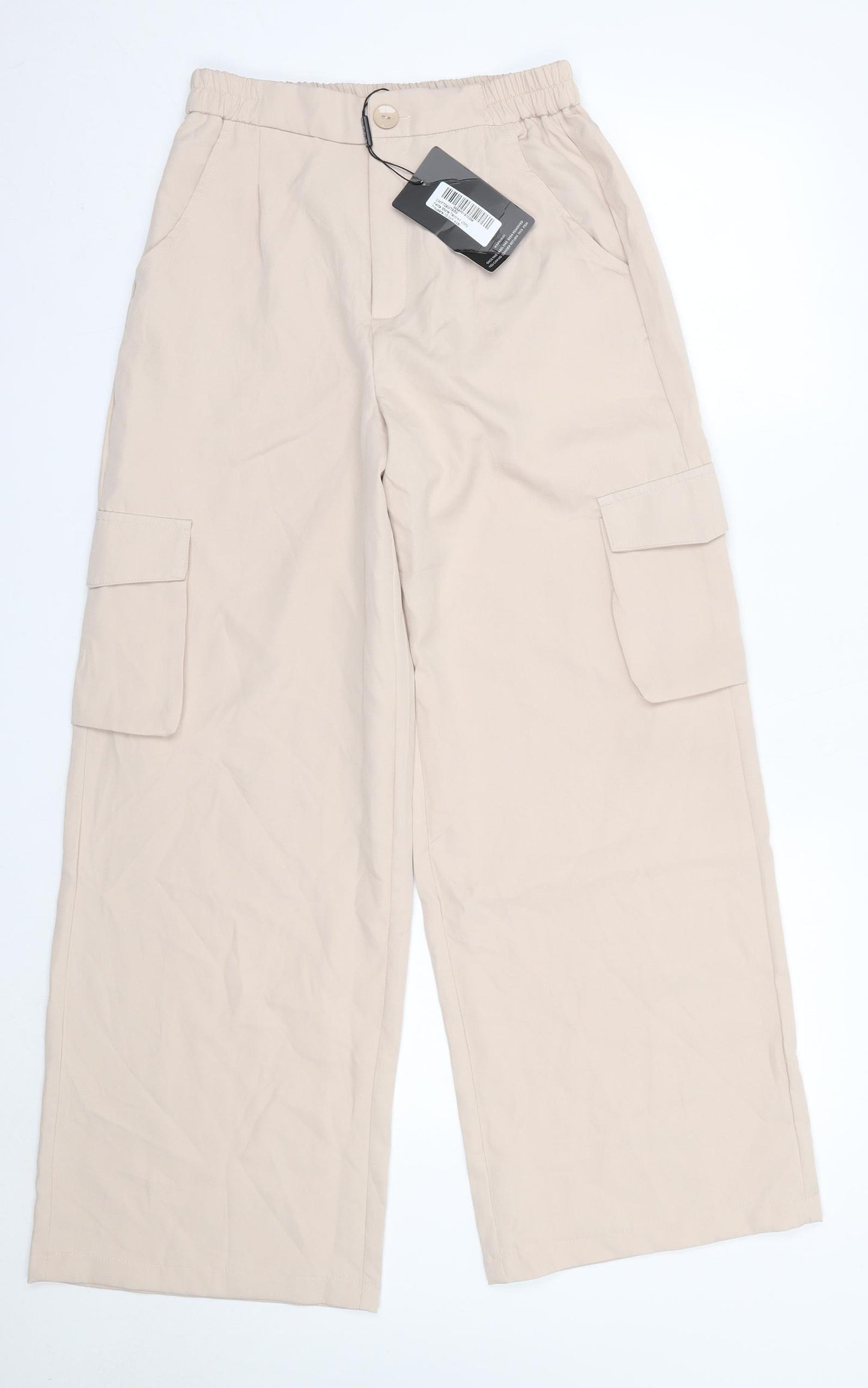 PRETTYLITTLETHING Womens Pink  Polyester Cargo Trousers Size 10 L29 in Regular