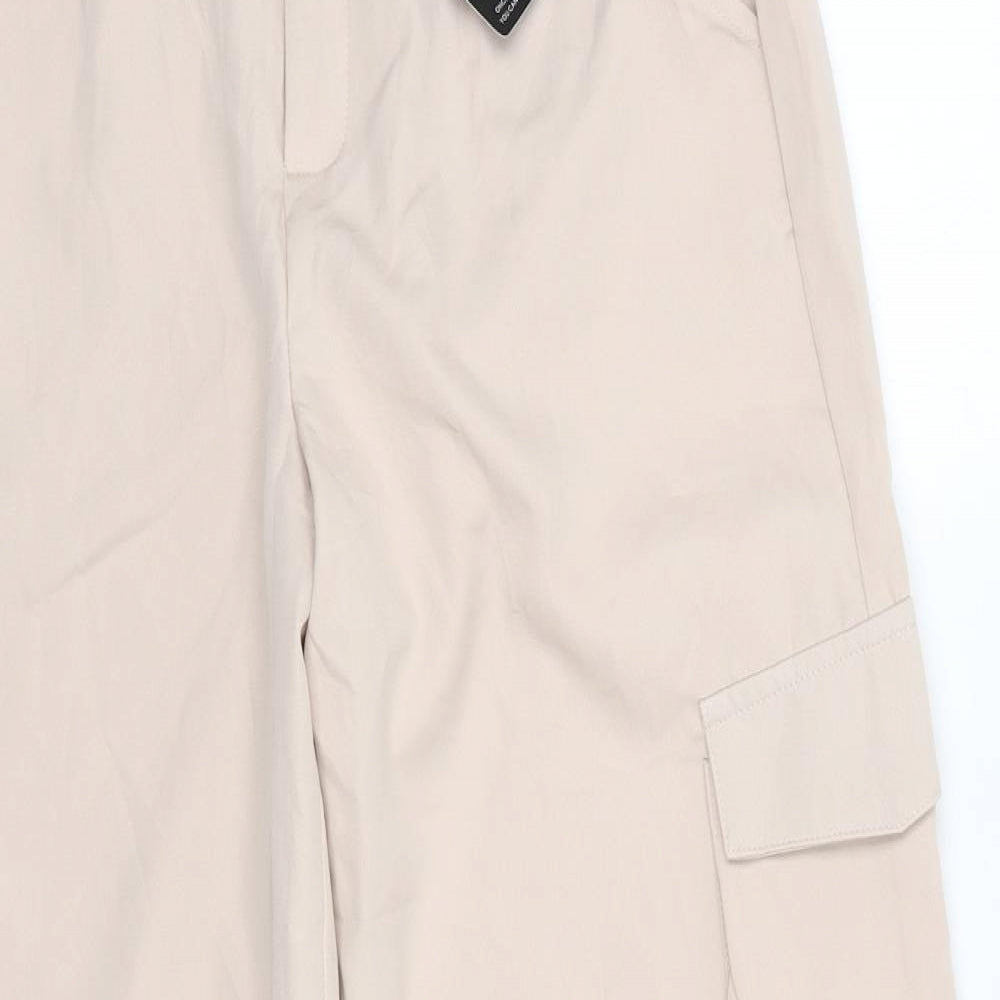 PRETTYLITTLETHING Womens Pink  Polyester Cargo Trousers Size 10 L29 in Regular
