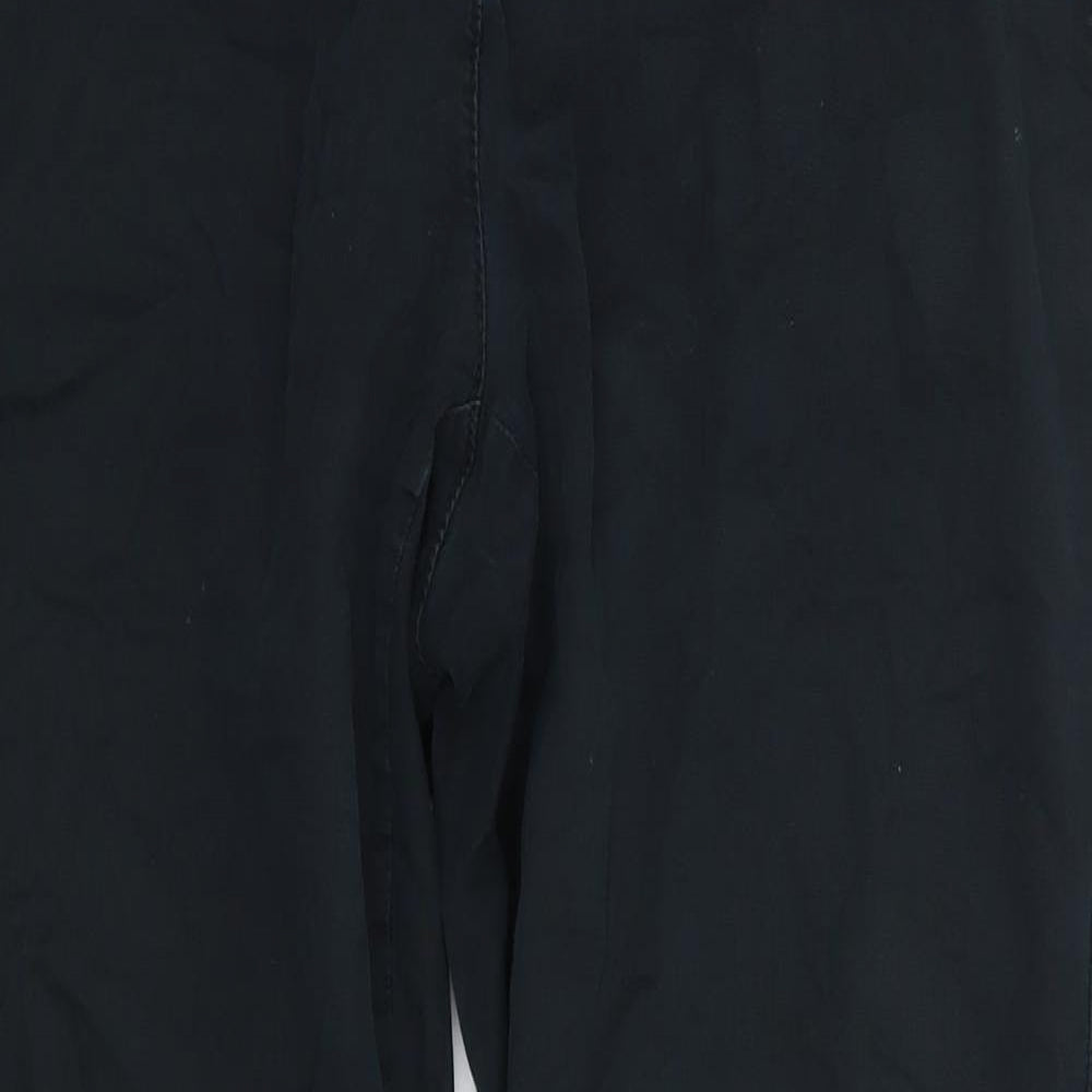 M&S Womens Black  Cotton Trousers  Size 14 L26 in Regular