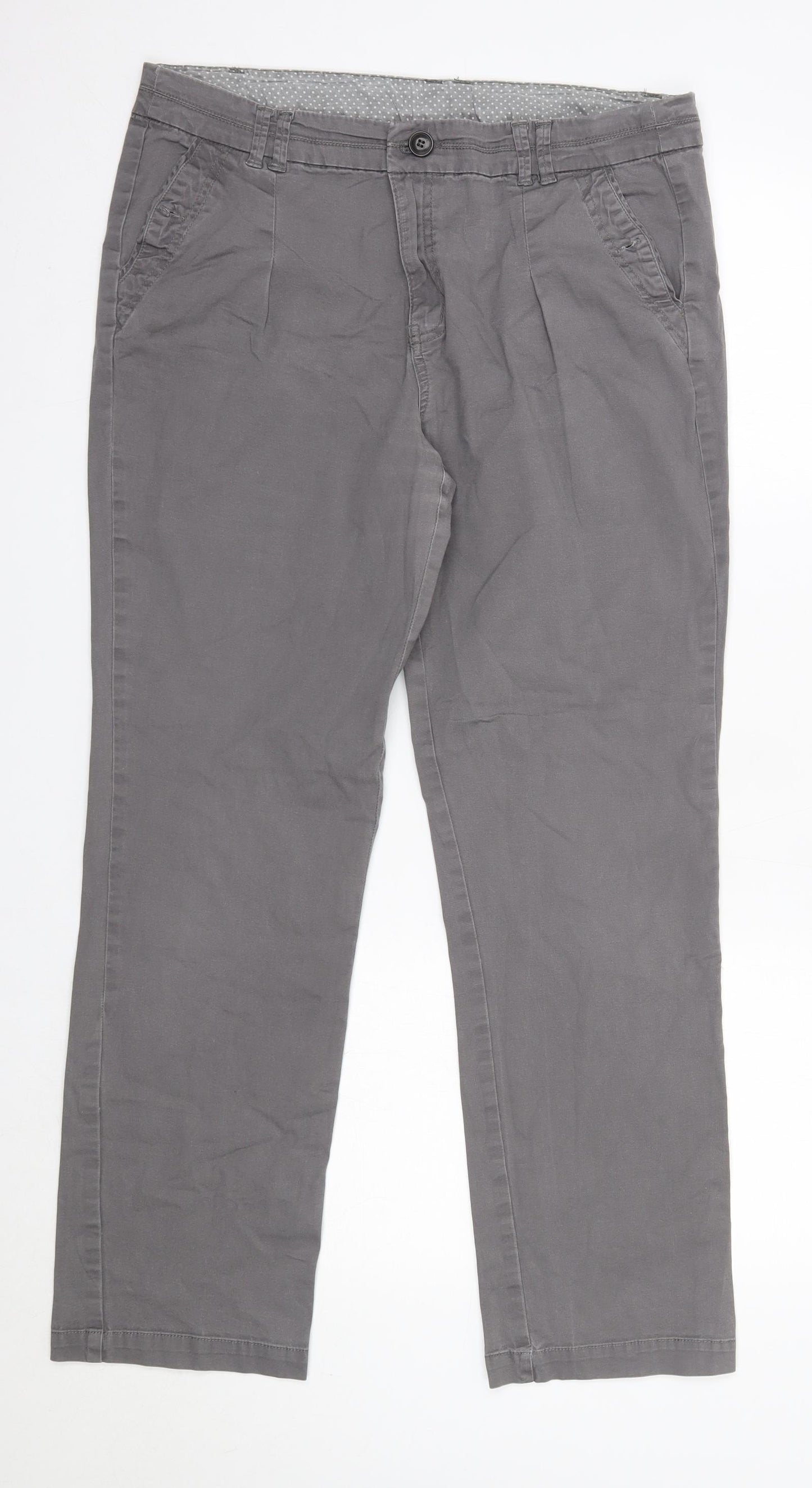 Maine Womens Grey  Cotton Trousers  Size 14 L28 in Regular