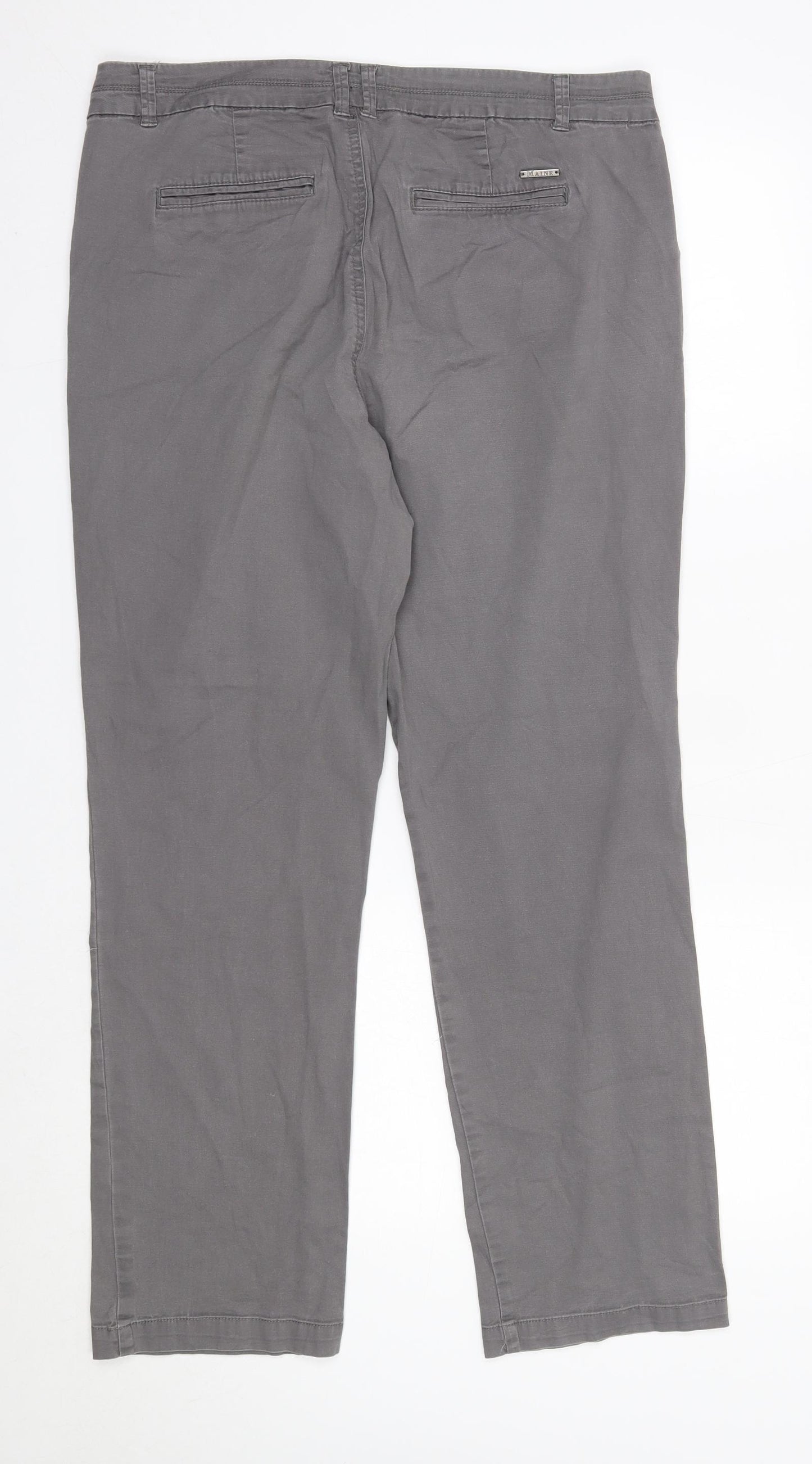 Maine Womens Grey  Cotton Trousers  Size 14 L28 in Regular