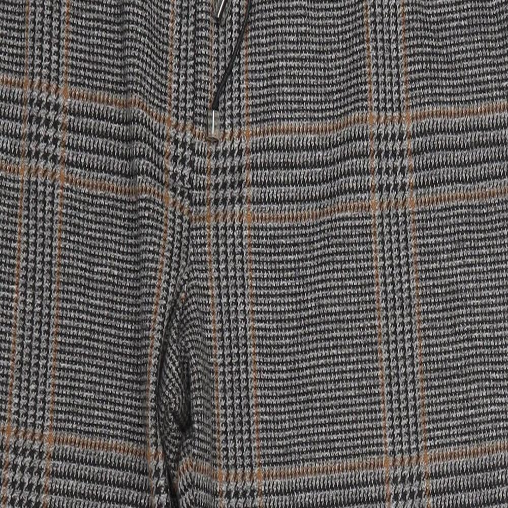 M&S Womens Brown Check Polyester Trousers  Size 14 L25 in Regular  - Short