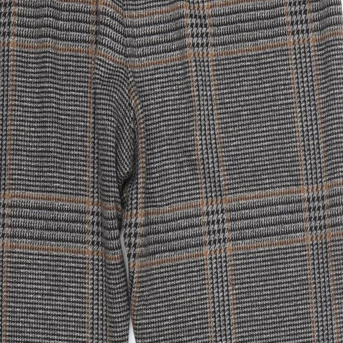 M&S Womens Brown Check Polyester Trousers  Size 14 L25 in Regular  - Short