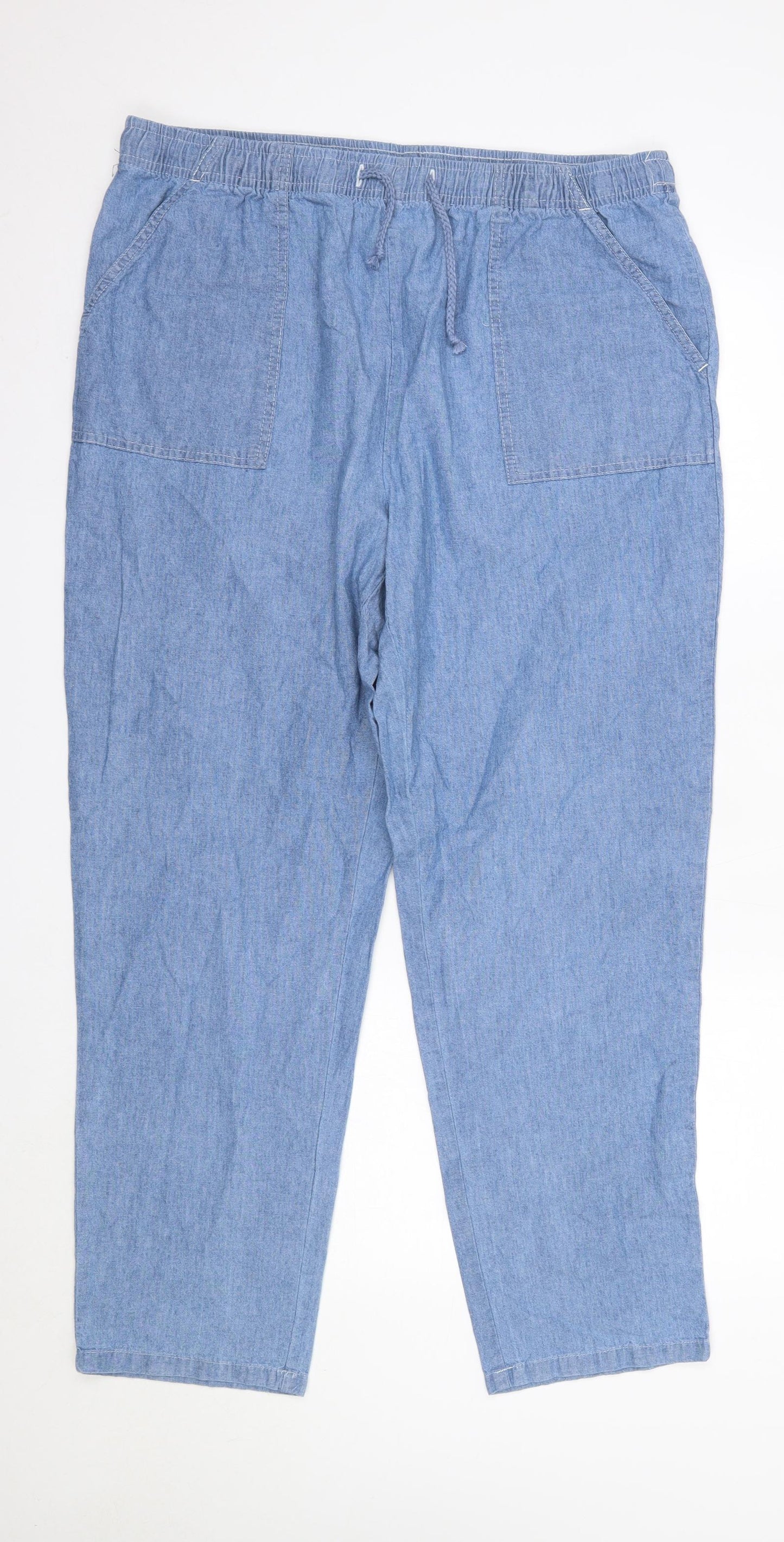 Damart Womens Blue  Cotton Trousers  Size 20 L29 in Regular