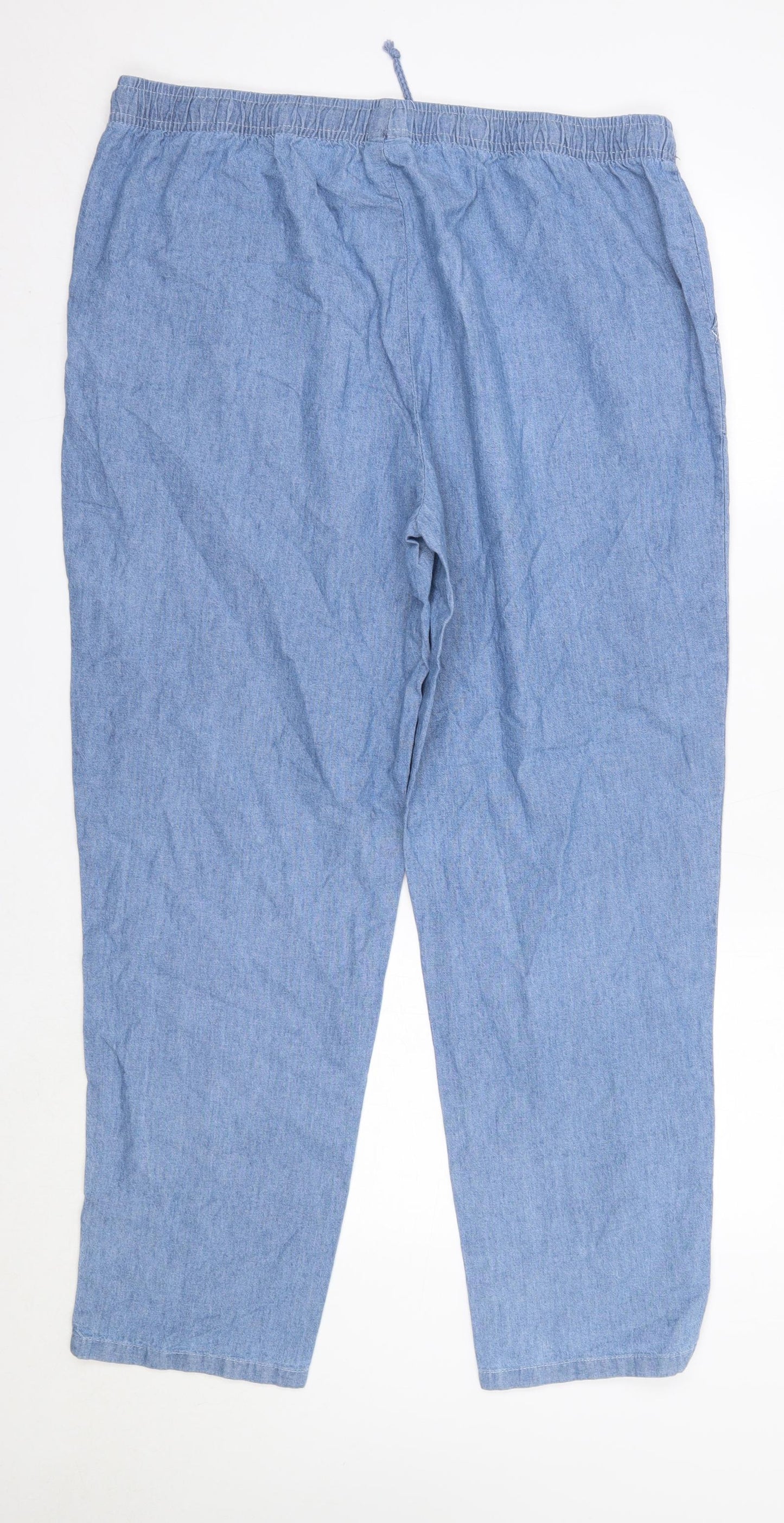 Damart Womens Blue  Cotton Trousers  Size 20 L29 in Regular