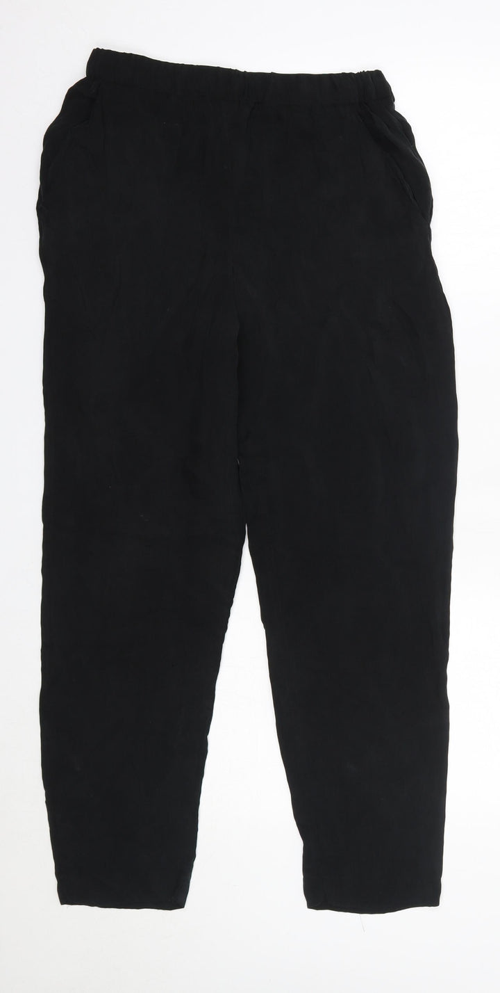 H&M Womens Black  Cupro Trousers  Size 4 L26 in Regular