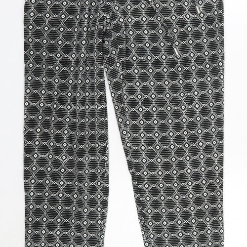 New Look Womens Black Argyle/Diamond Polyester Dress Pants Trousers Size 6 L27 in Regular