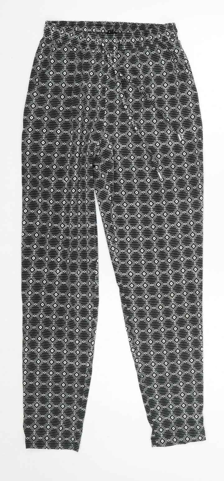 New Look Womens Black Argyle/Diamond Polyester Dress Pants Trousers Size 6 L27 in Regular