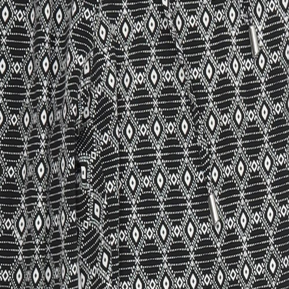 New Look Womens Black Argyle/Diamond Polyester Dress Pants Trousers Size 6 L27 in Regular