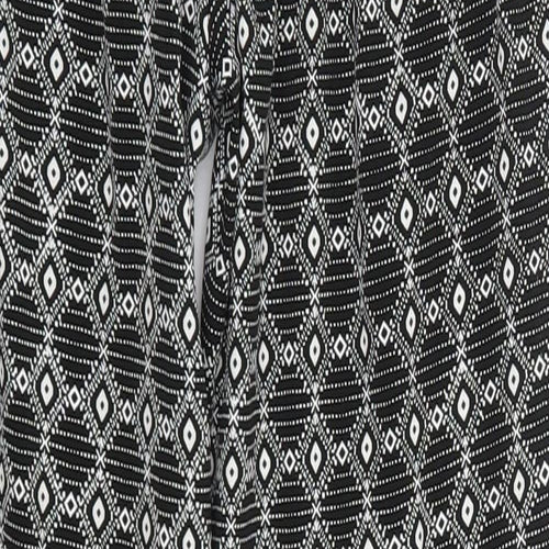 New Look Womens Black Argyle/Diamond Polyester Dress Pants Trousers Size 6 L27 in Regular