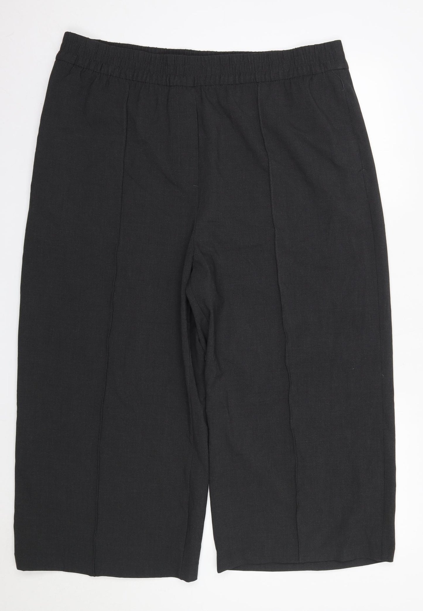 M&S Womens Grey  Polyester Cropped Trousers Size 20 L22 in Regular