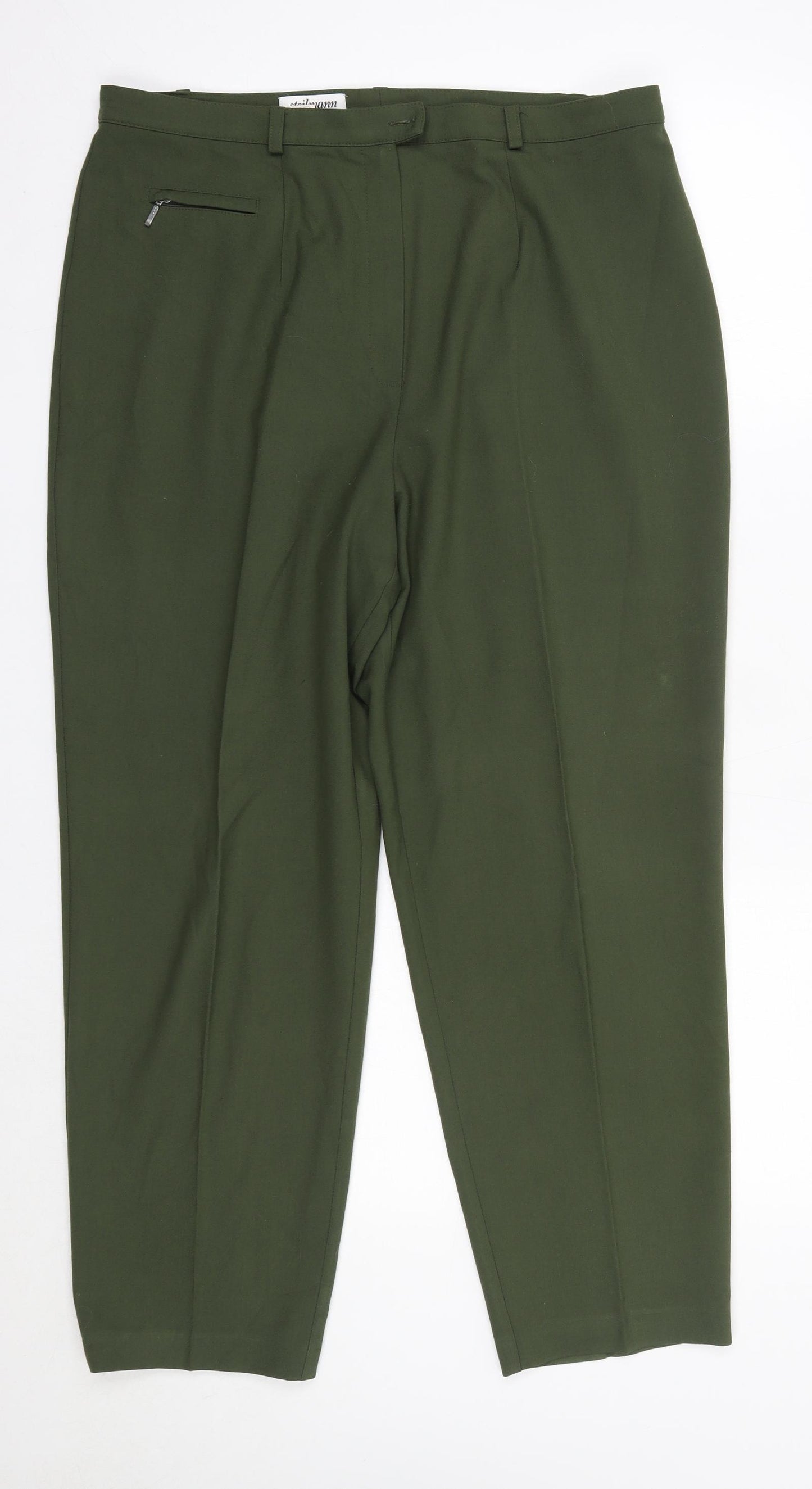 Steilmann Womens Green  Polyester Dress Pants Trousers Size 18 L27 in Regular