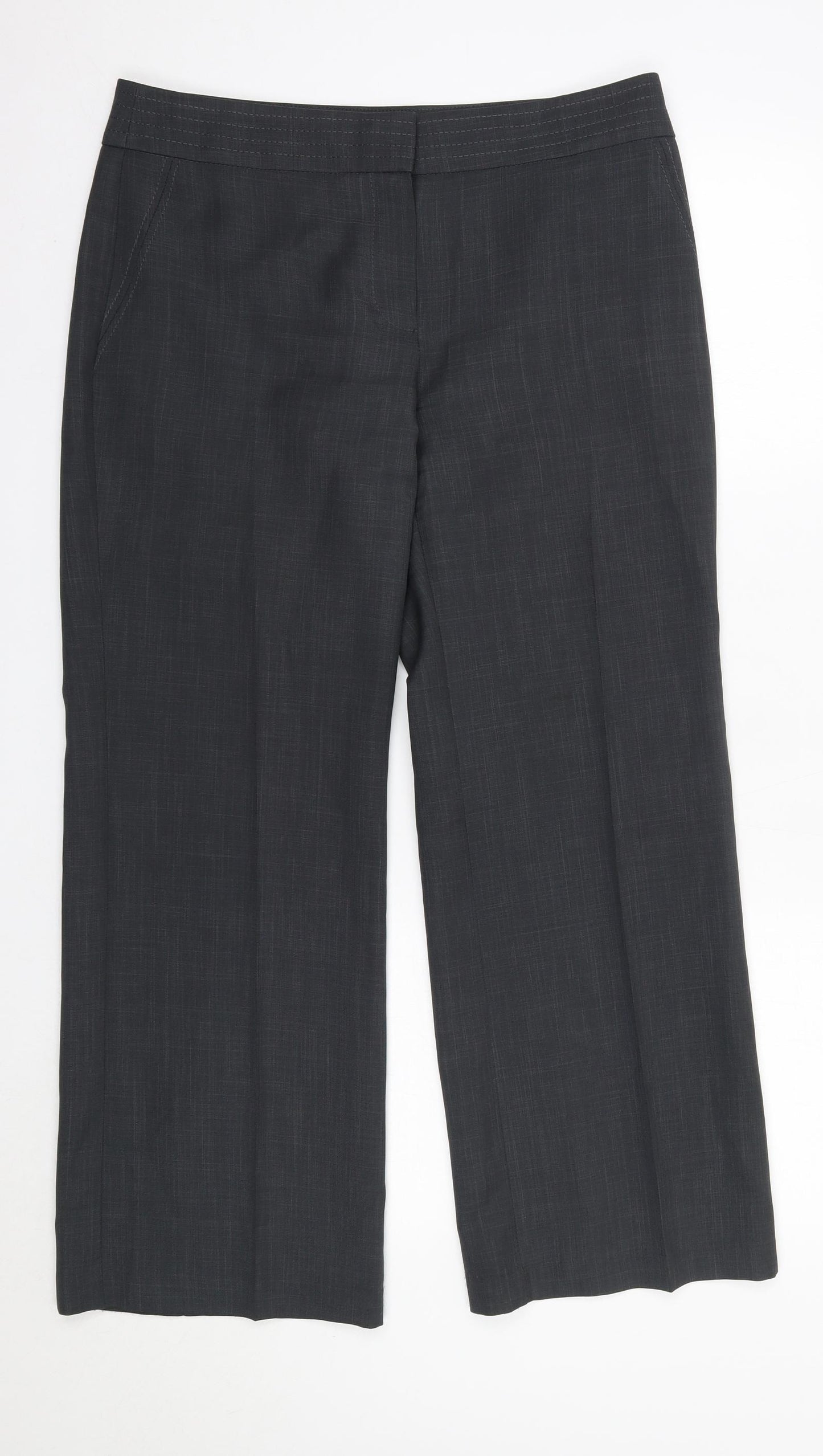 M&S Womens Grey  Polyester Dress Pants Trousers Size 12 L27 in Regular  - Short