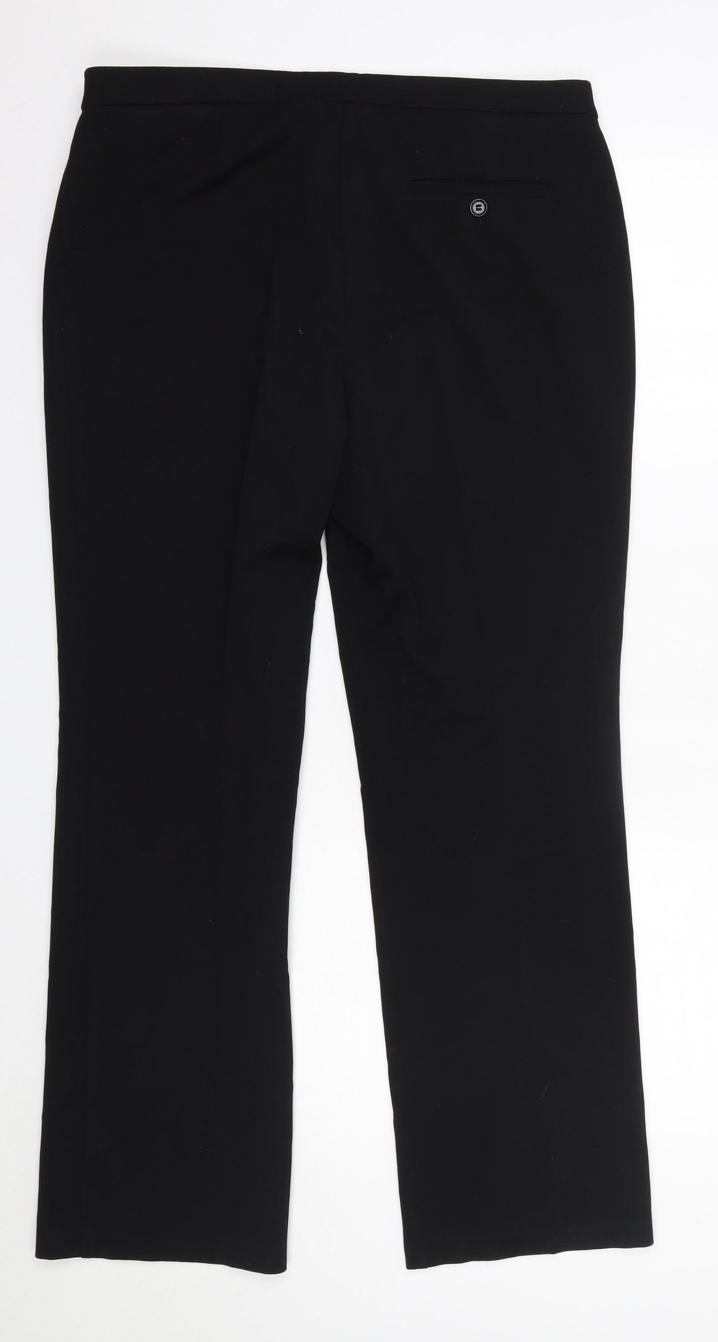 M&S Womens Black  Polyester Dress Pants Trousers Size 14 L30 in Regular