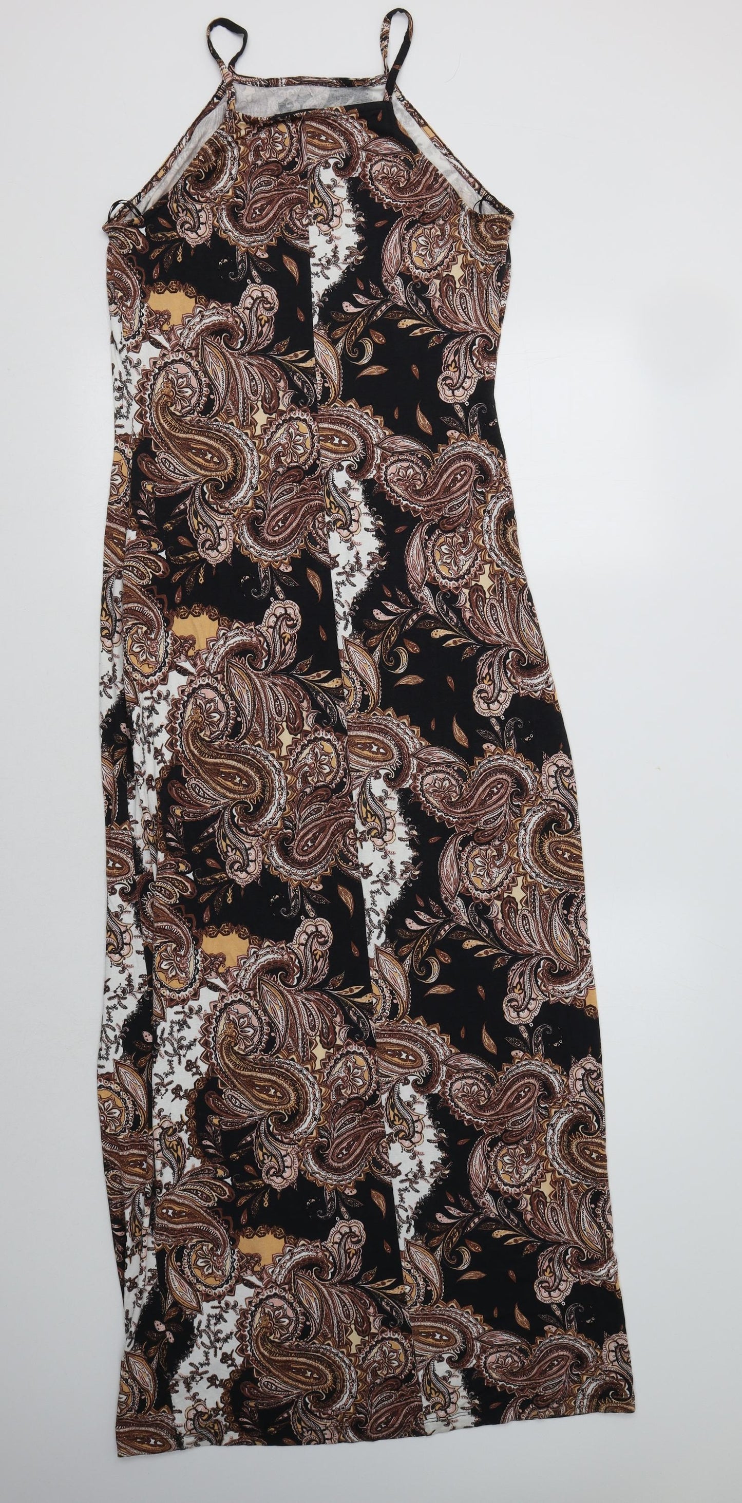 Miss Selfridge Womens Black Paisley Viscose Maxi  Size 14  Square Neck