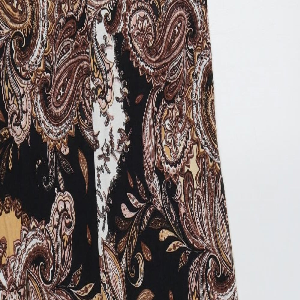 Miss Selfridge Womens Black Paisley Viscose Maxi  Size 14  Square Neck