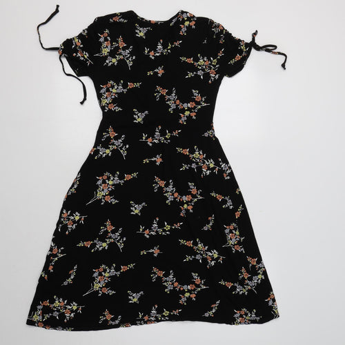 Pretty Hurts Womens Black Floral Viscose Fit & Flare  Size 8  V-Neck