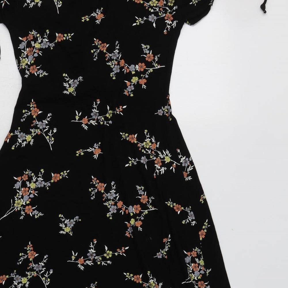 Pretty Hurts Womens Black Floral Viscose Fit & Flare  Size 8  V-Neck