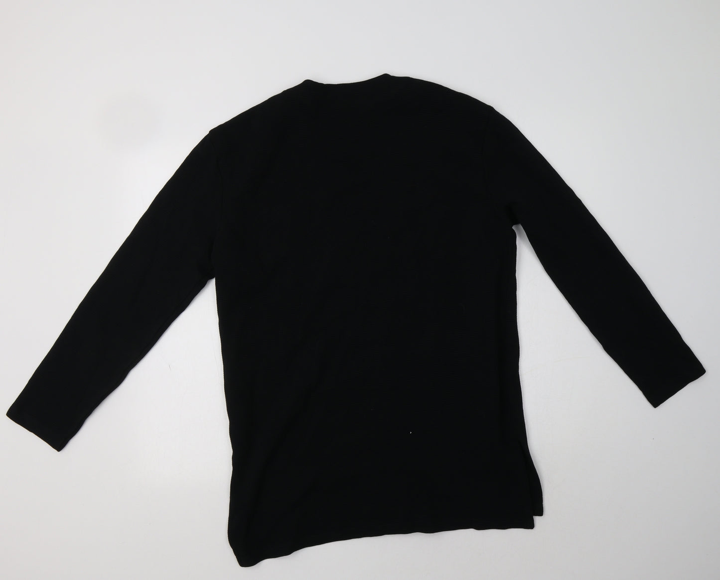 Preworn Womens Black V-Neck  Cotton Cardigan Jumper Size 8